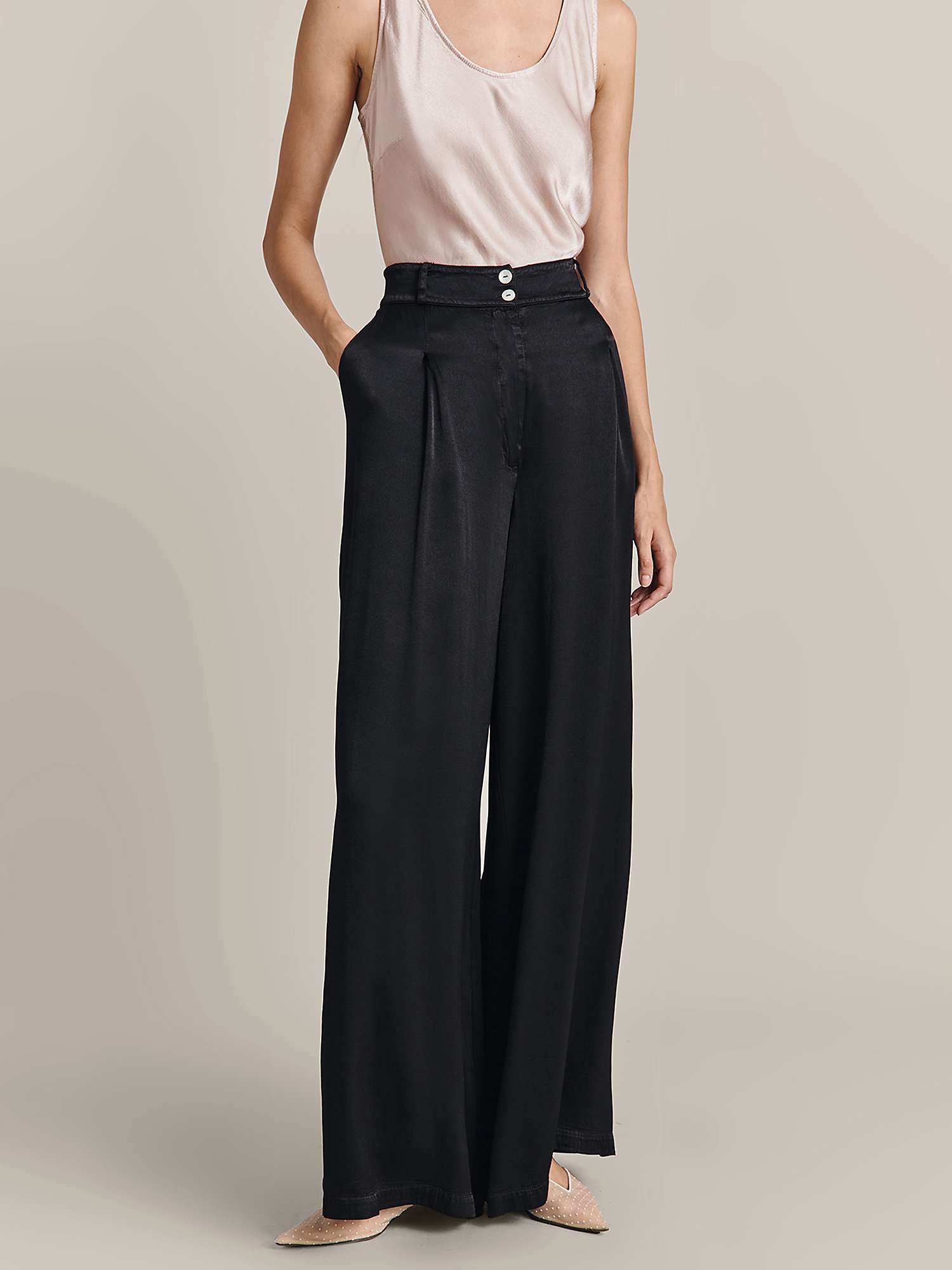 Buy Ghost Sadie Wide Leg Satin Trousers Online at johnlewis.com