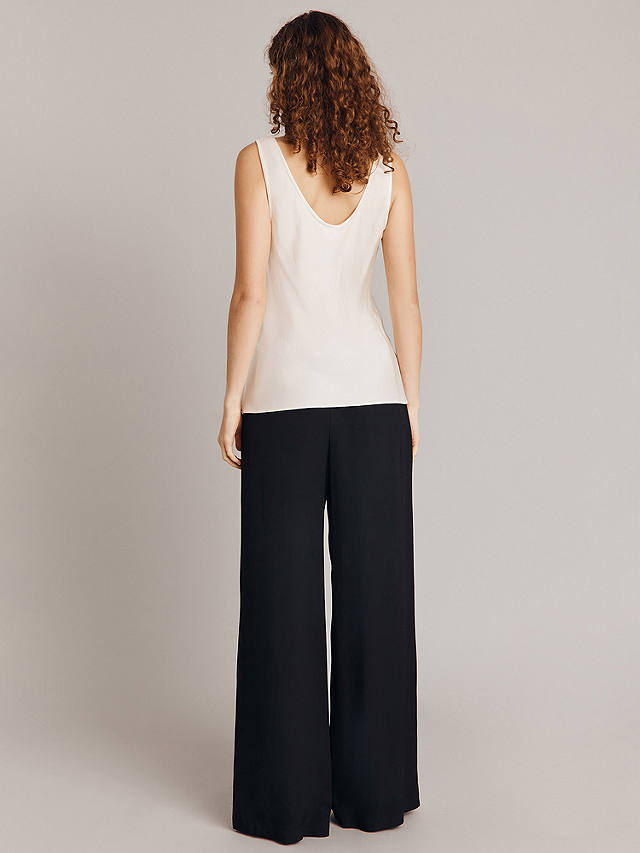 Ghost Mila Side Stripe Palazzo Trousers, Black/Ivory