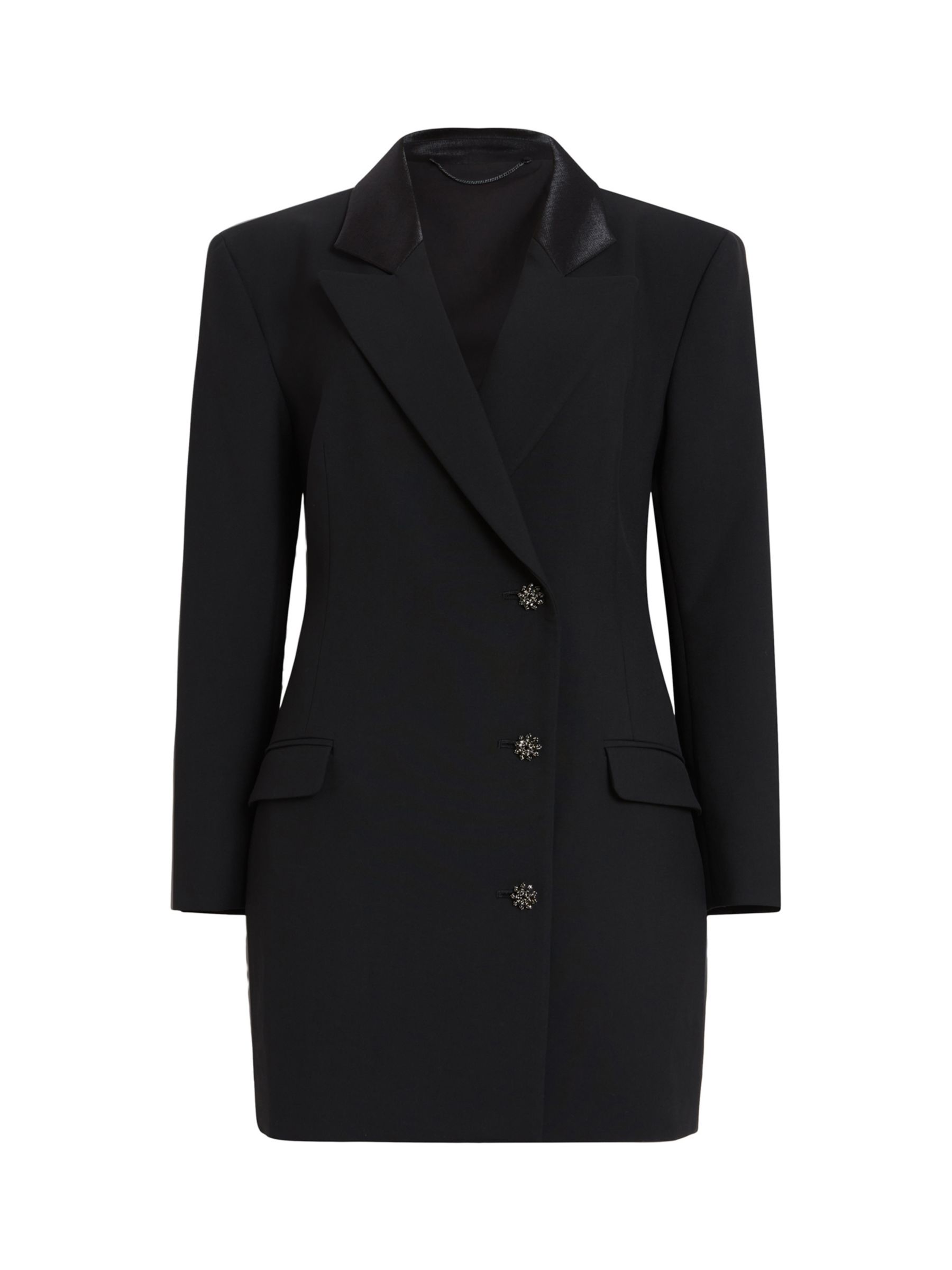 AllSaints Erykah Jewel Button Blazer Mini Dress, Black at John Lewis ...