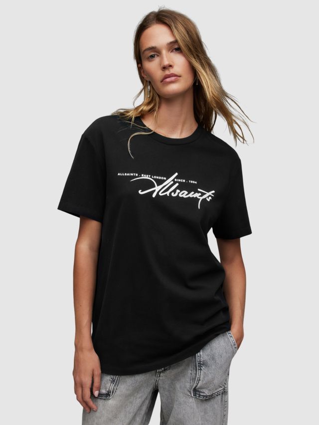 AllSaints Callie Boyfriend T-Shirt, Black, XS