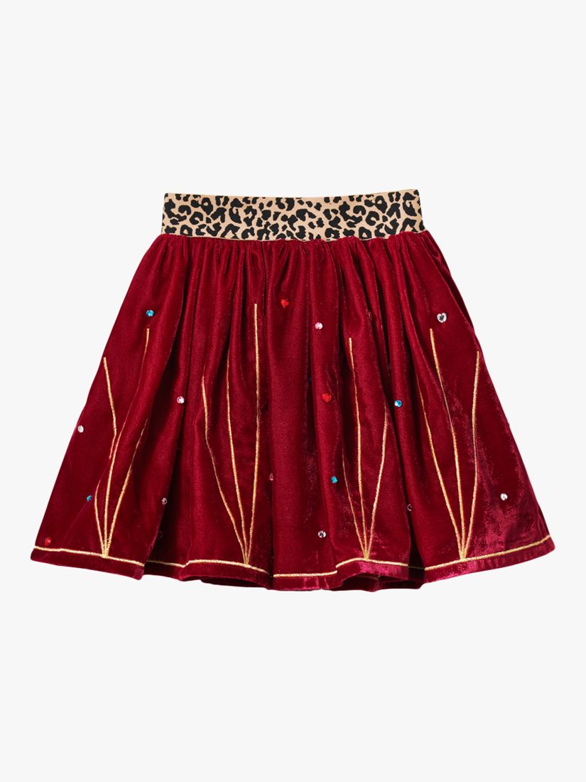 Stych Kids' Velvet Gem Skirt, Red/Multi, 3-5 years