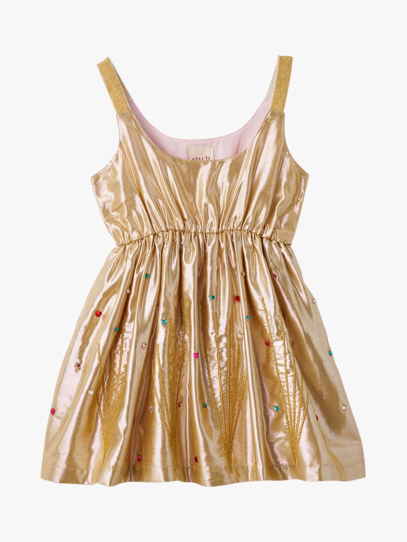 Stych Kids' Gemtastic Dress, Gold, 3-4 years