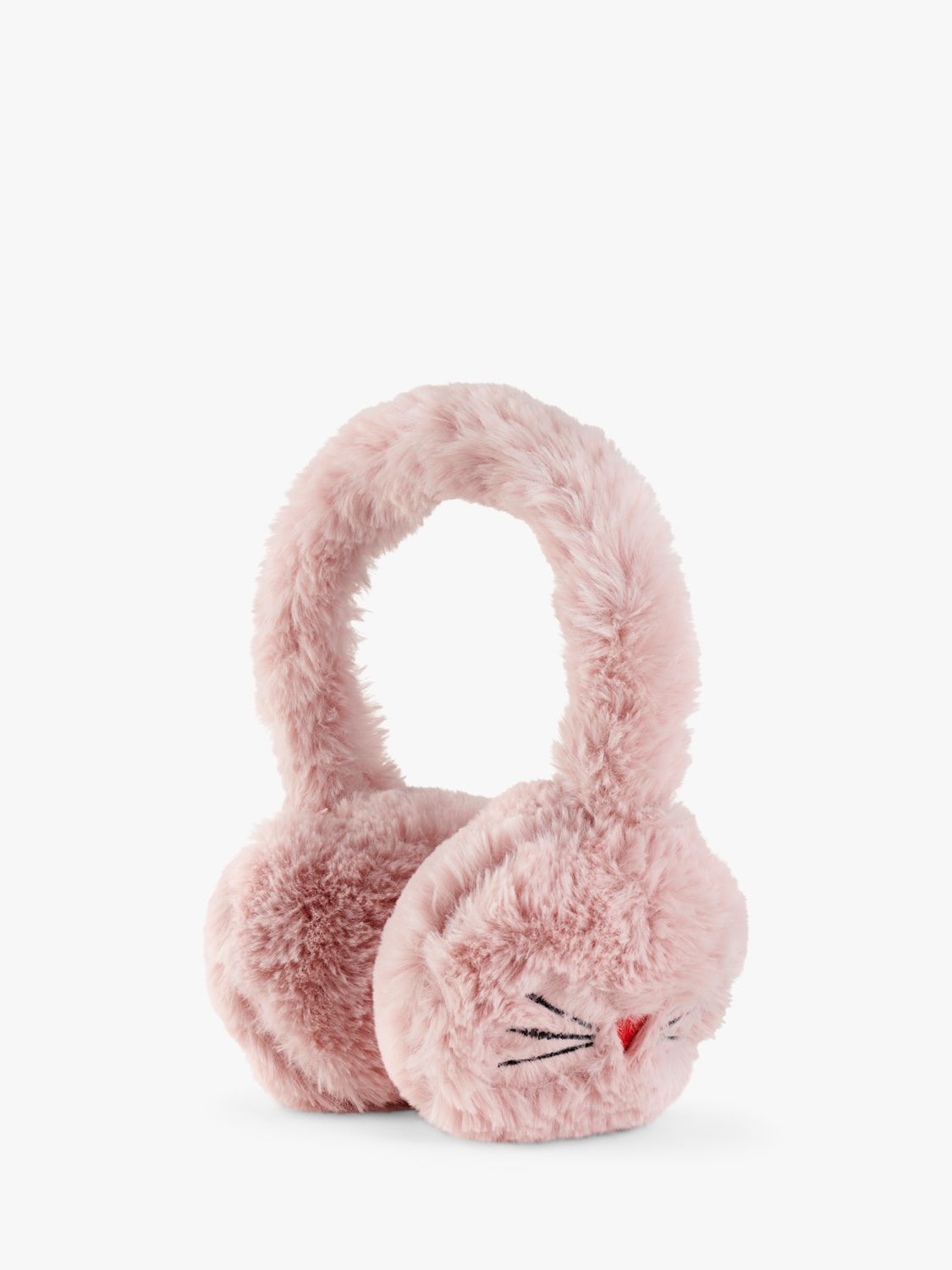 Stych Kids' Cat Face Fluffy Ear Muffs, Pink at John Lewis & Partners