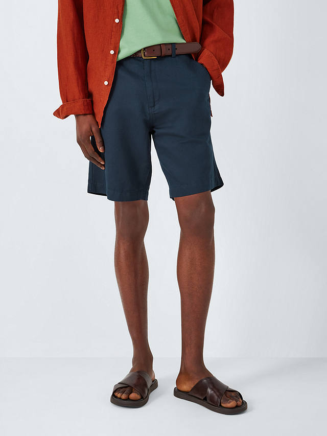 John Lewis Linen Blend Chino Shorts, Navy