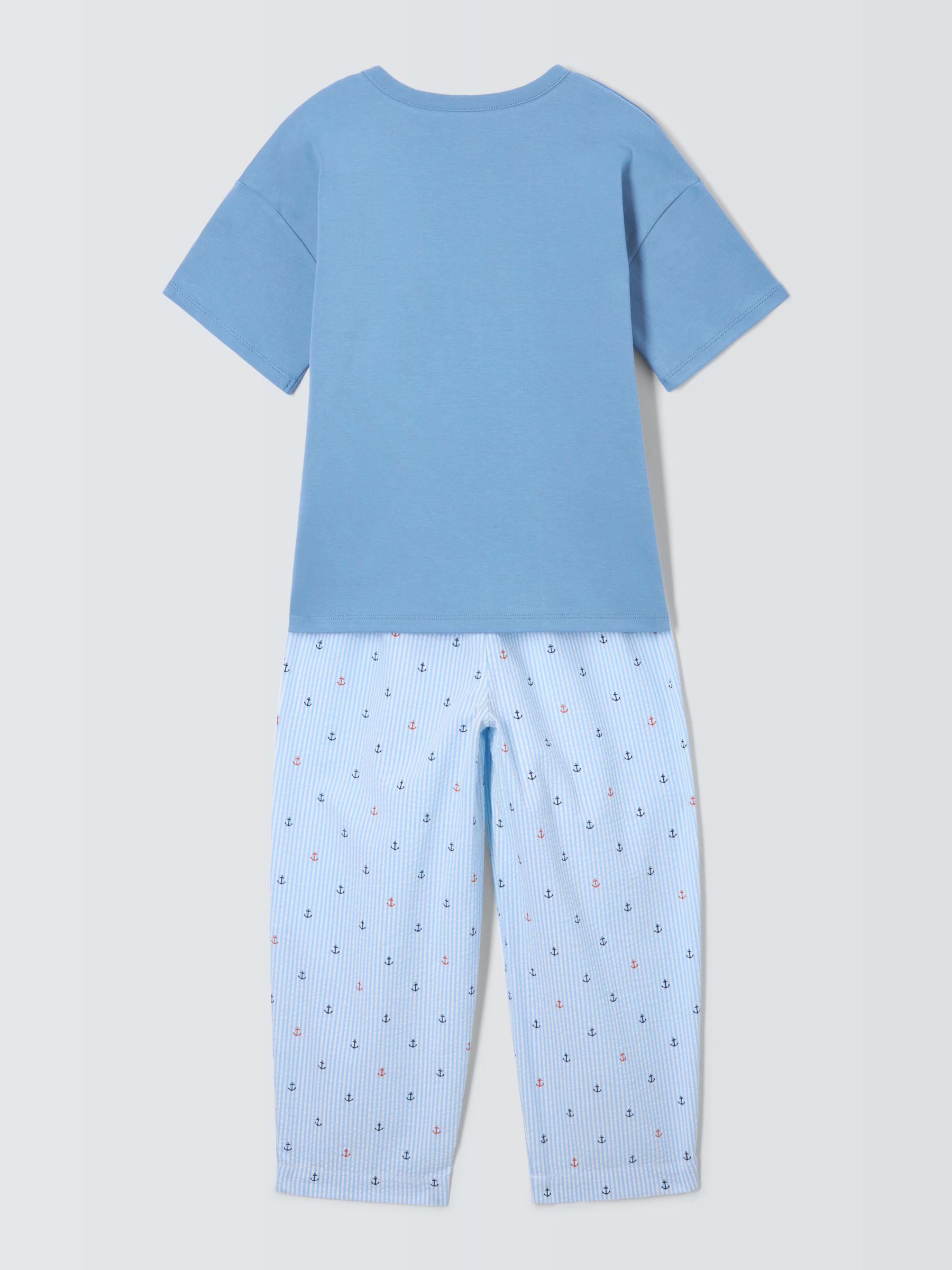 Buy John Lewis Kids' Anchor Seersucker T-Shirt Pyjamas Set, Blue Online at johnlewis.com