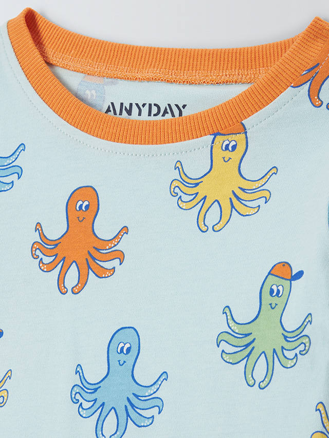 John Lewis ANYDAY Baby Octopus Print Pyjamas, Blue/Multi