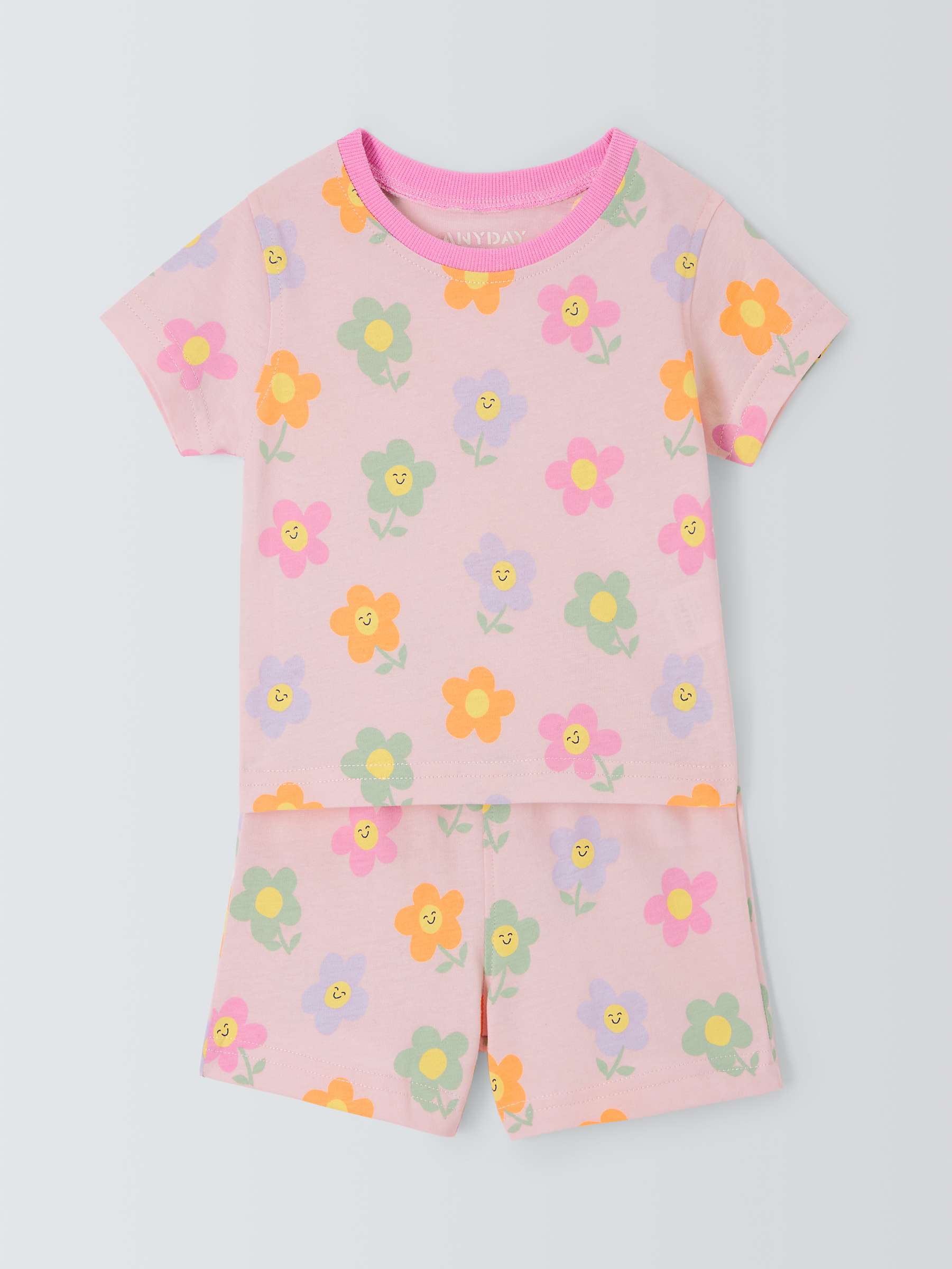 Buy John Lewis ANYDAY Baby Flower Print Shortie Pyjamas, Pink/Multi Online at johnlewis.com