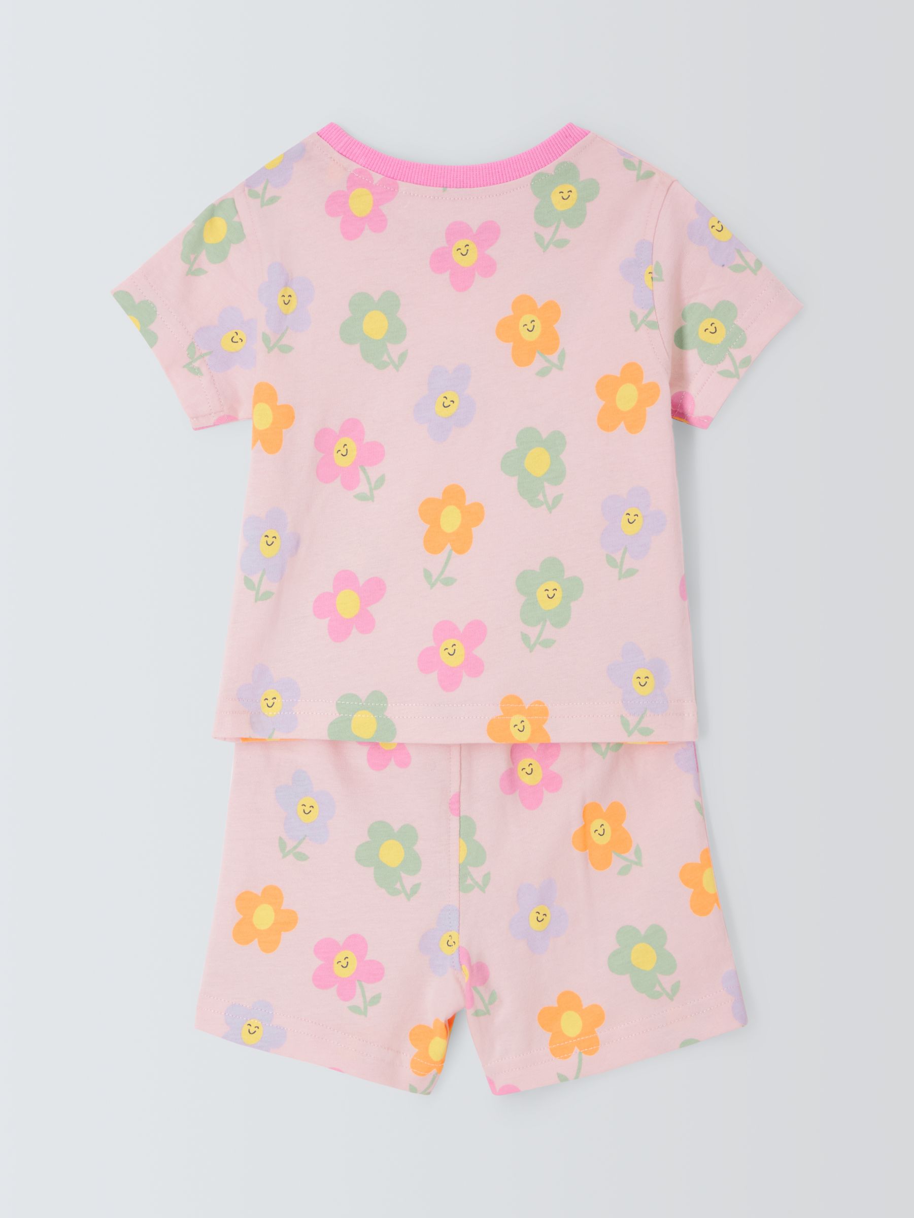 John Lewis ANYDAY Baby Flower Print Shortie Pyjamas, Pink/Multi, 3-4 years