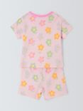 John Lewis ANYDAY Baby Flower Print Shortie Pyjamas, Pink/Multi, Pink/Multi
