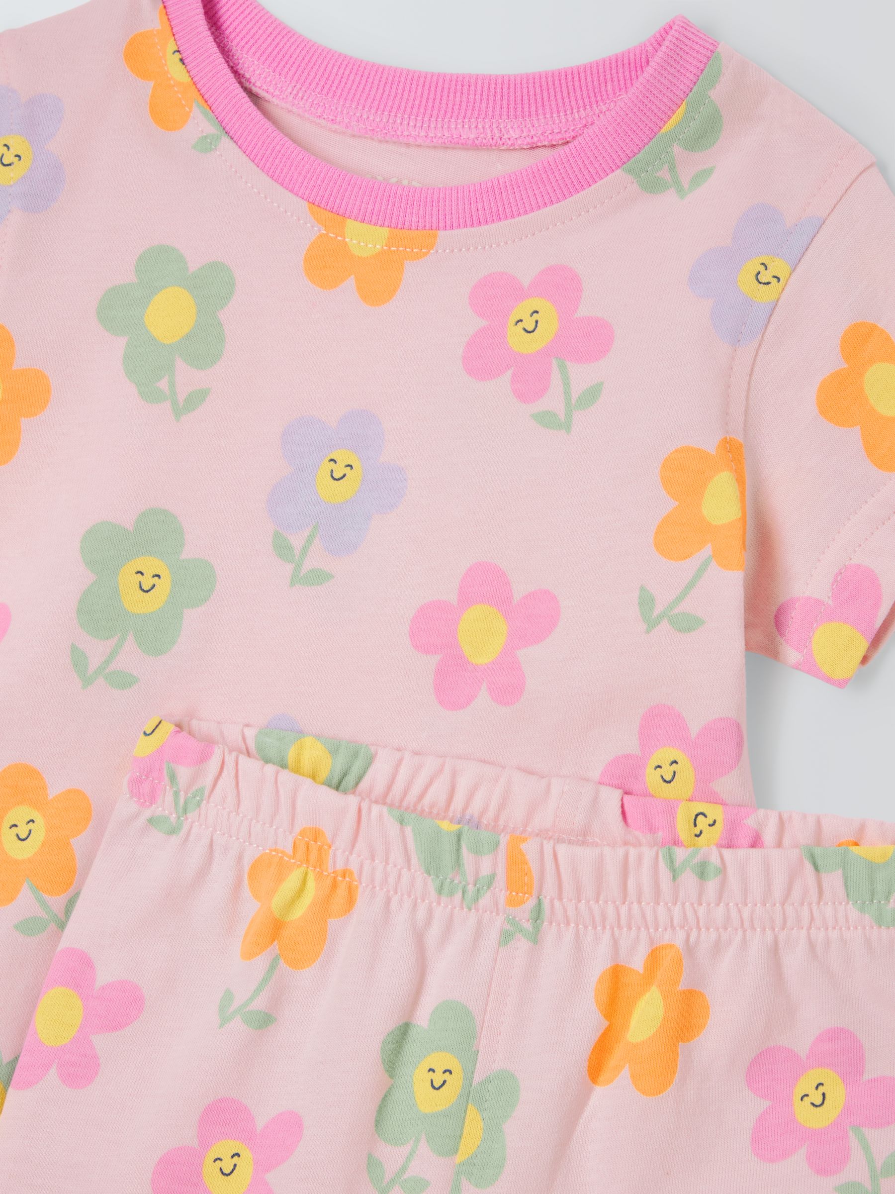 John Lewis ANYDAY Baby Flower Print Shortie Pyjamas, Pink/Multi, 3-4 years
