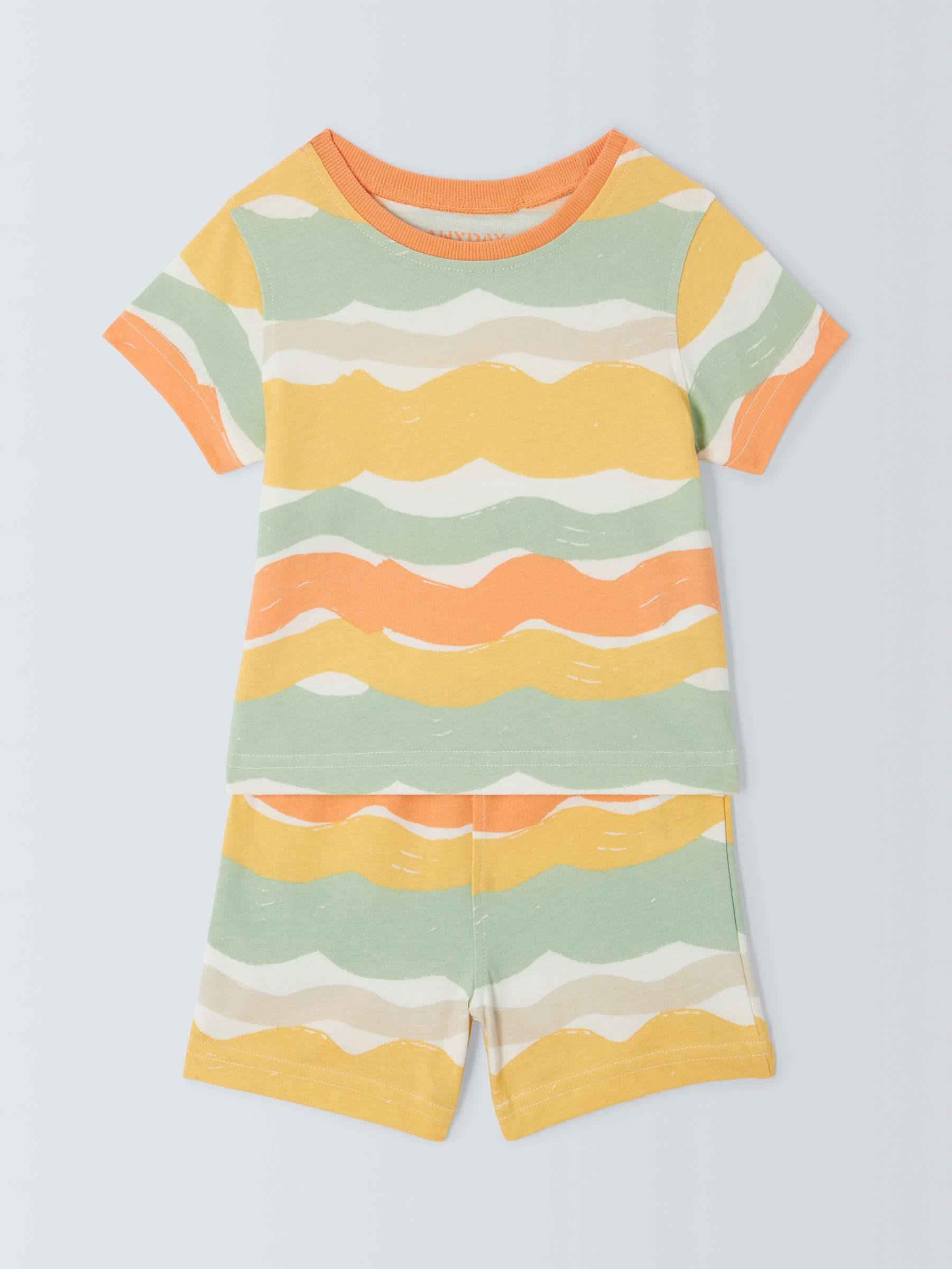 Buy John Lewis ANYDAY Baby Wiggle Stripe Shorts Pyjamas, Yellow/Multi Online at johnlewis.com