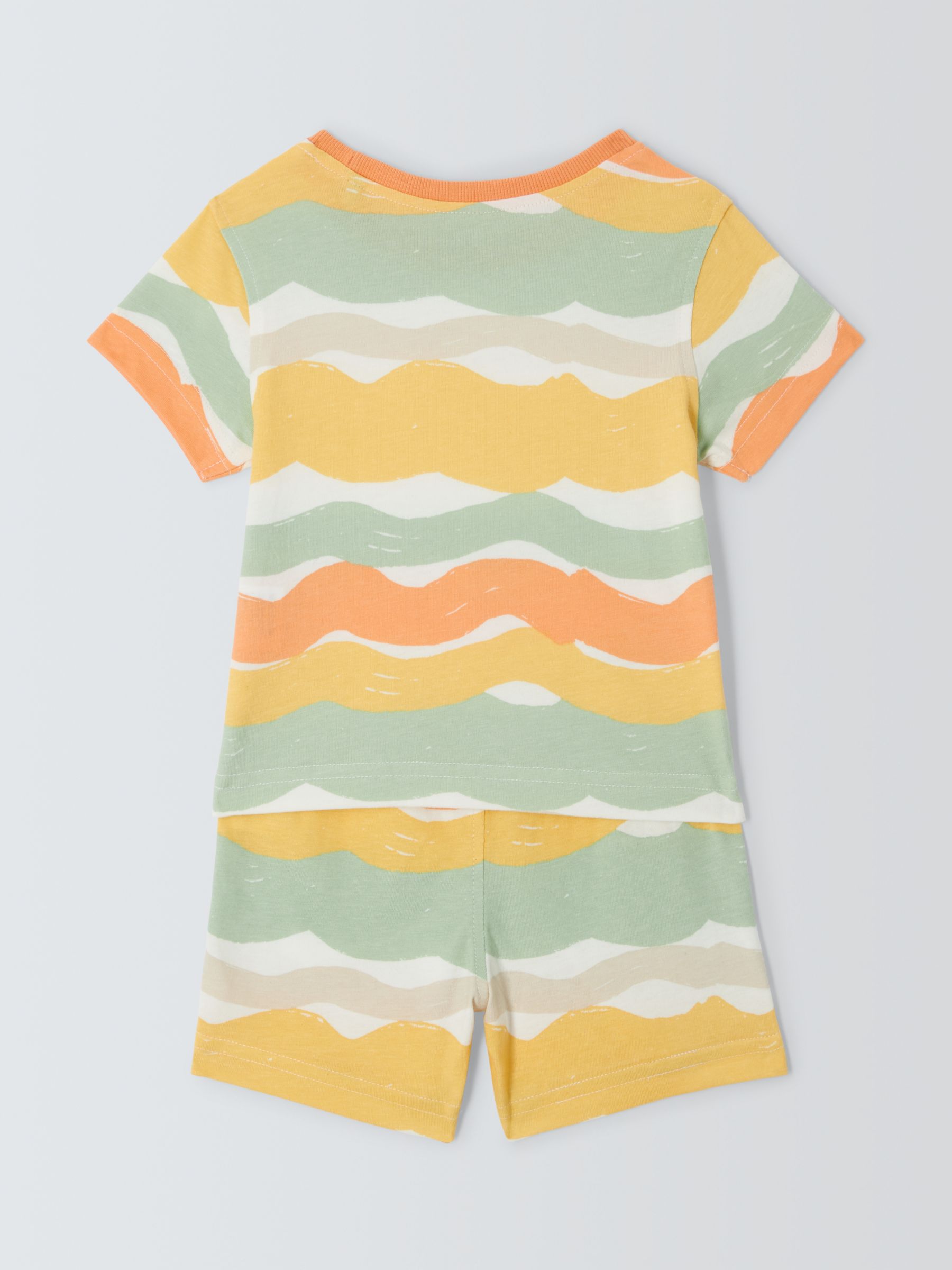 John Lewis ANYDAY Baby Wiggle Stripe Shorts Pyjamas, Yellow/Multi, 6-9 months