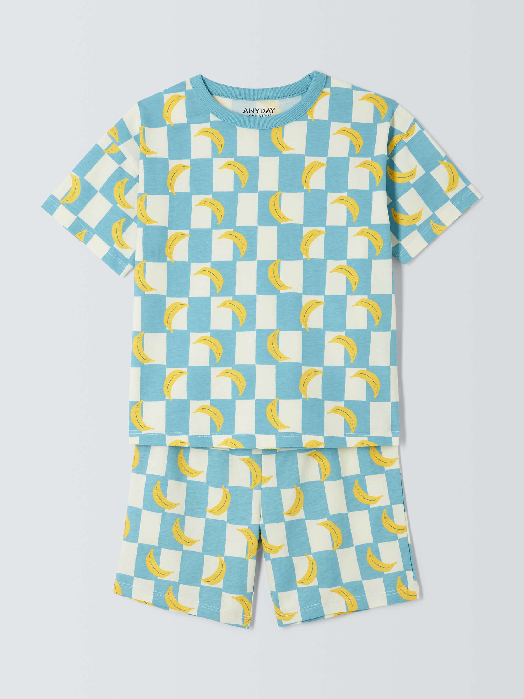 Buy John Lewis ANYDAY Kids' Banana Print Short Pyjamas, Blue/Multi Online at johnlewis.com