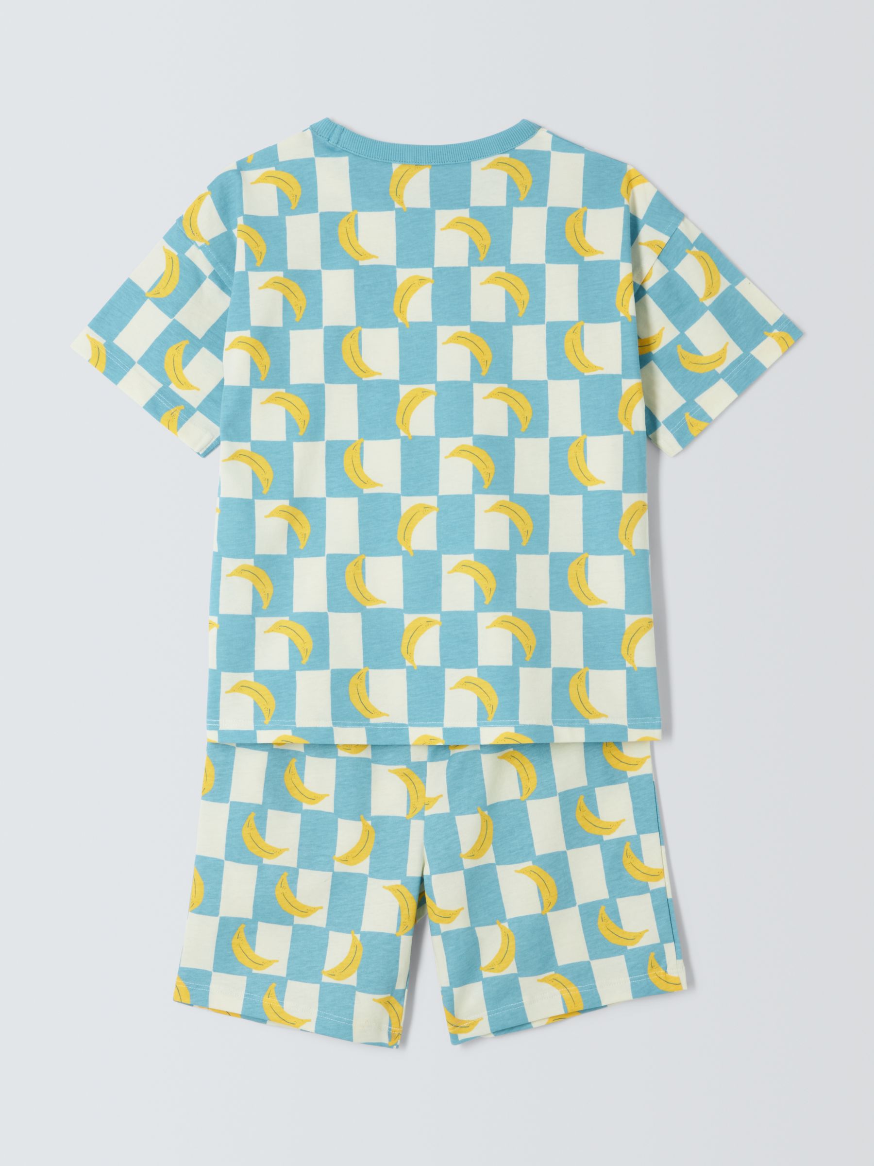 John Lewis ANYDAY Kids' Banana Print Short Pyjamas, Blue/Multi, 10 years
