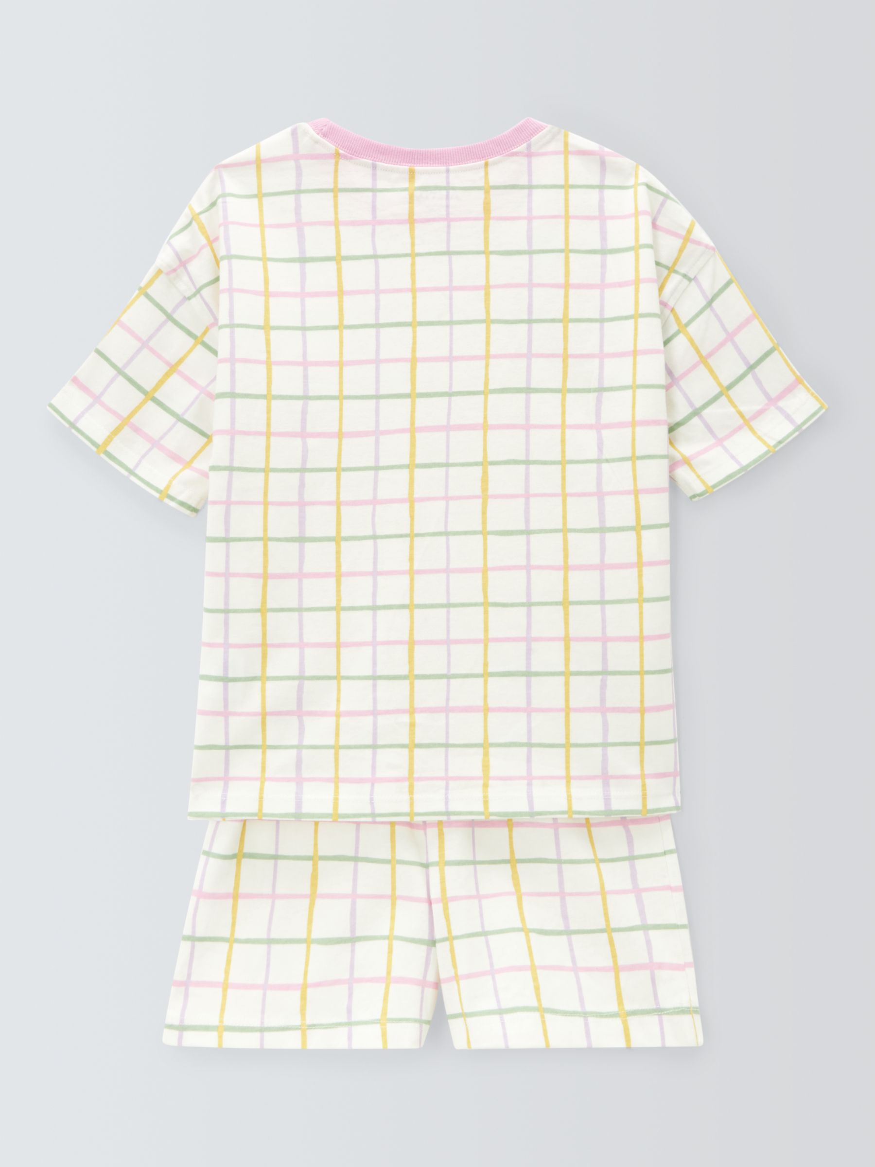 John Lewis ANYDAY Kids' Gardenia Check Print Shorts Pyjamas, Multi, 9 years