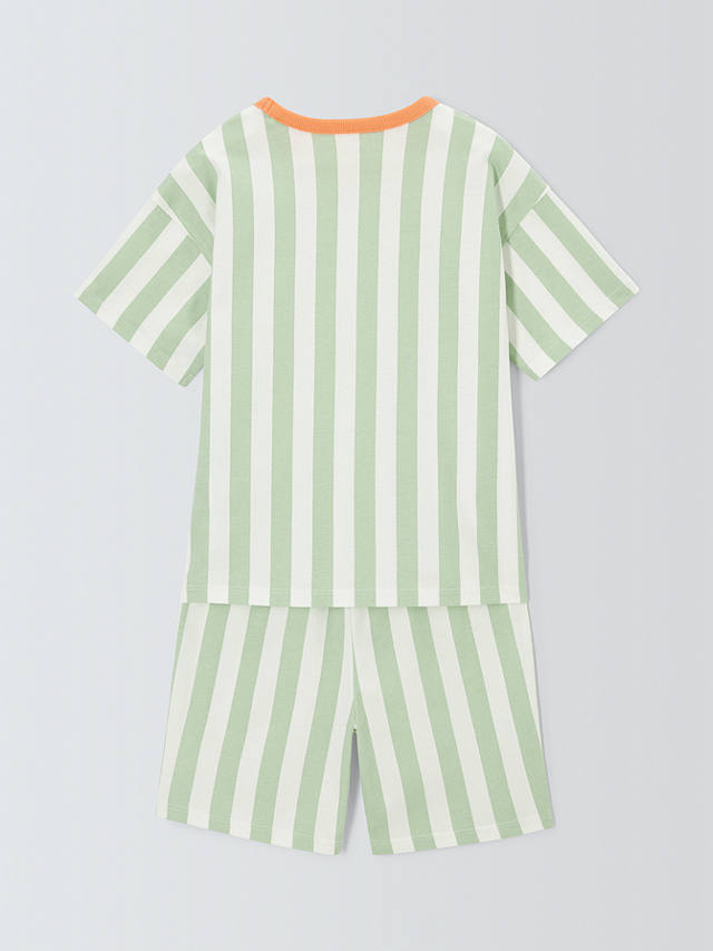 John Lewis ANYDAY Kids' Clock Vertical Stripe Short Pyjamas, Green
