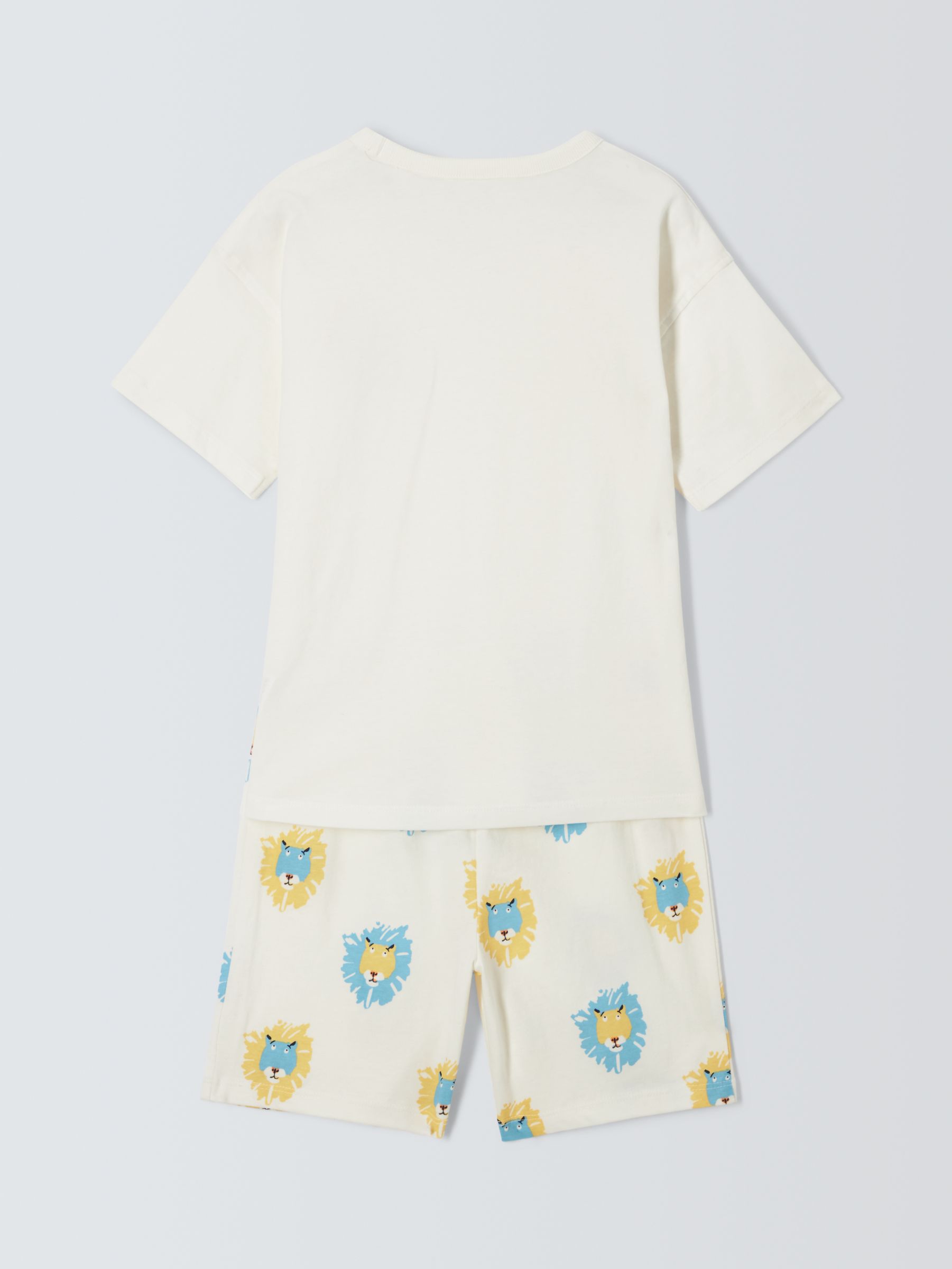 John Lewis ANYDAY Kids' Lion Print Short Pyjamas, White/Multi, 5 years