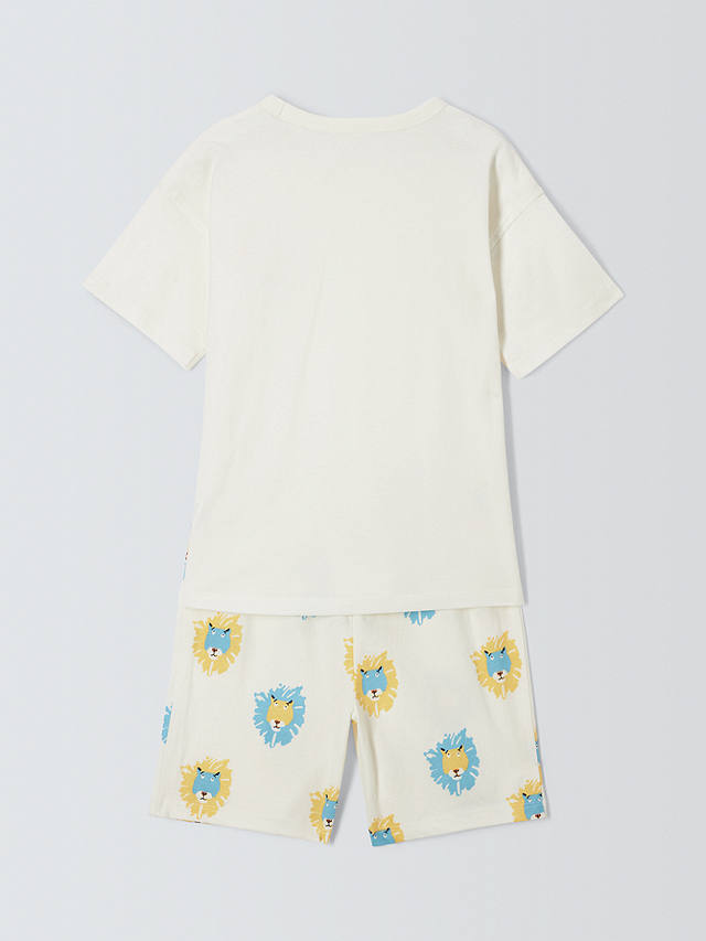 John Lewis ANYDAY Kids' Lion Print Short Pyjamas, White/Multi