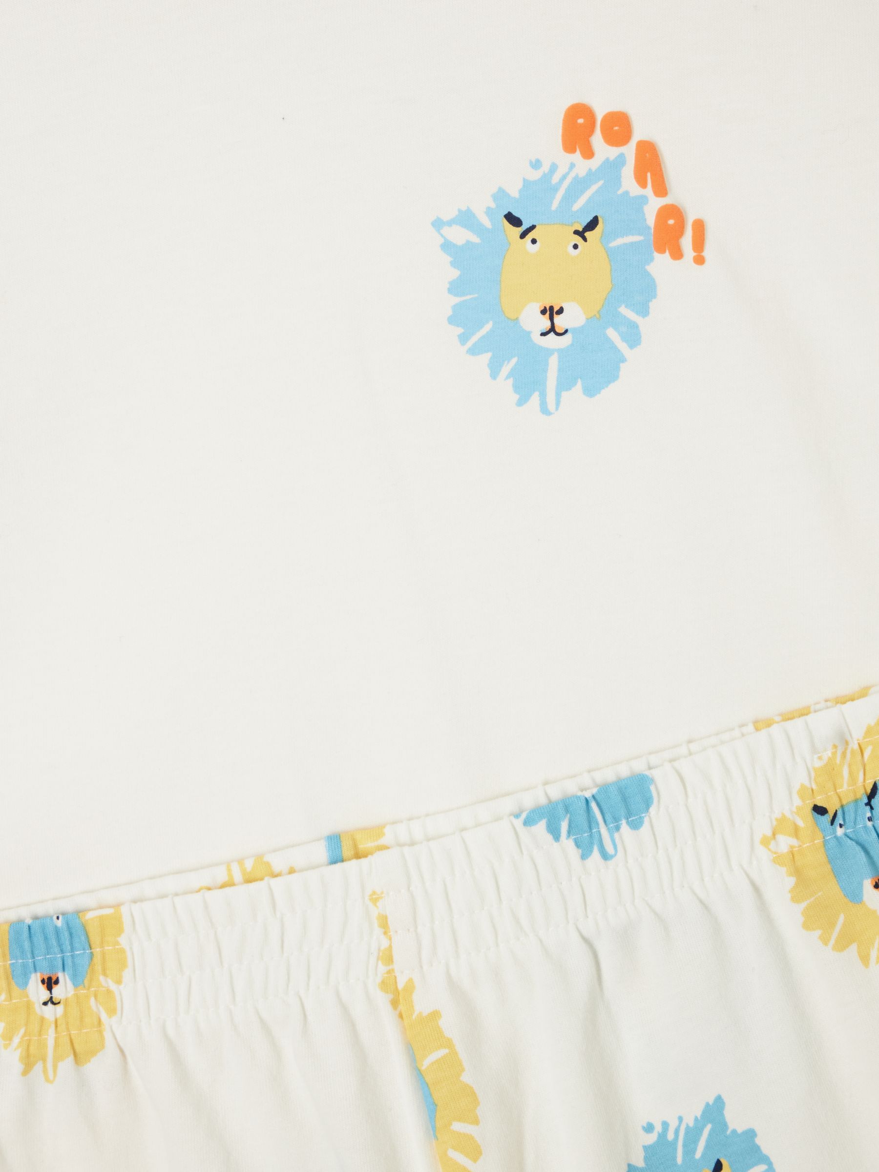 John Lewis ANYDAY Kids' Lion Print Short Pyjamas, White/Multi, 5 years