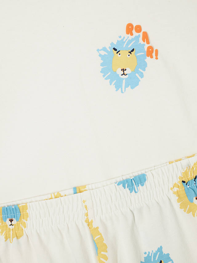 John Lewis ANYDAY Kids' Lion Print Short Pyjamas, White/Multi