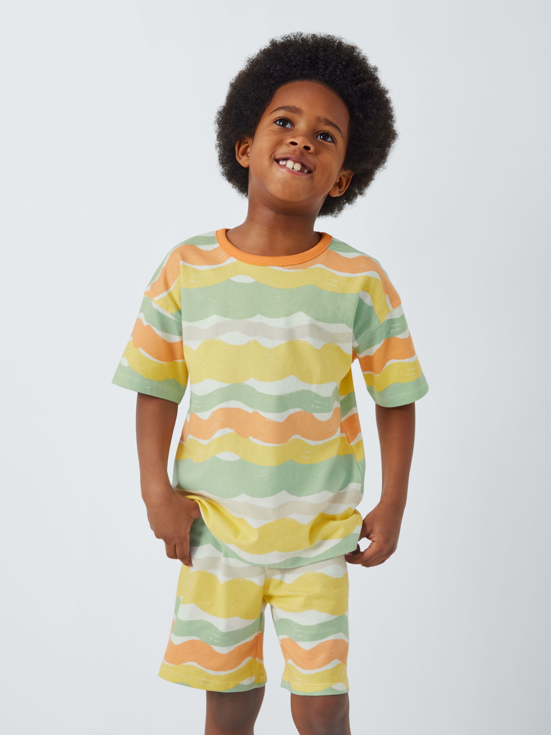 John Lewis ANYDAY Kids' Wiggle Stripe Short Pyjamas, Multi, 7 years