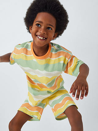 John Lewis ANYDAY Kids' Wiggle Stripe Short Pyjamas, Multi