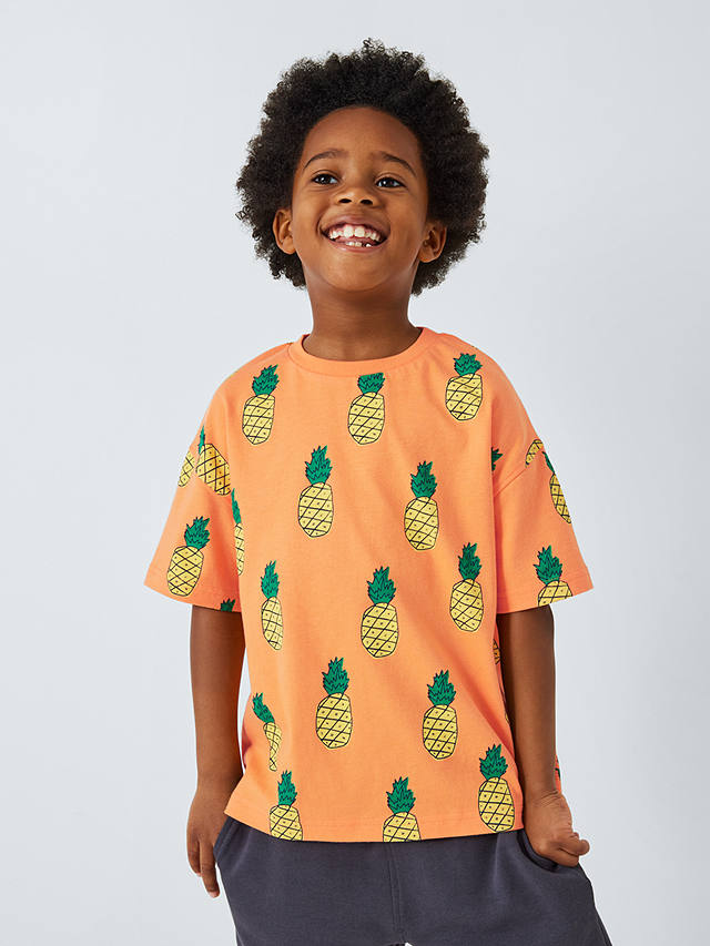 John Lewis ANYDAY Kids' Pineapple Print T-Shirt, Paprika