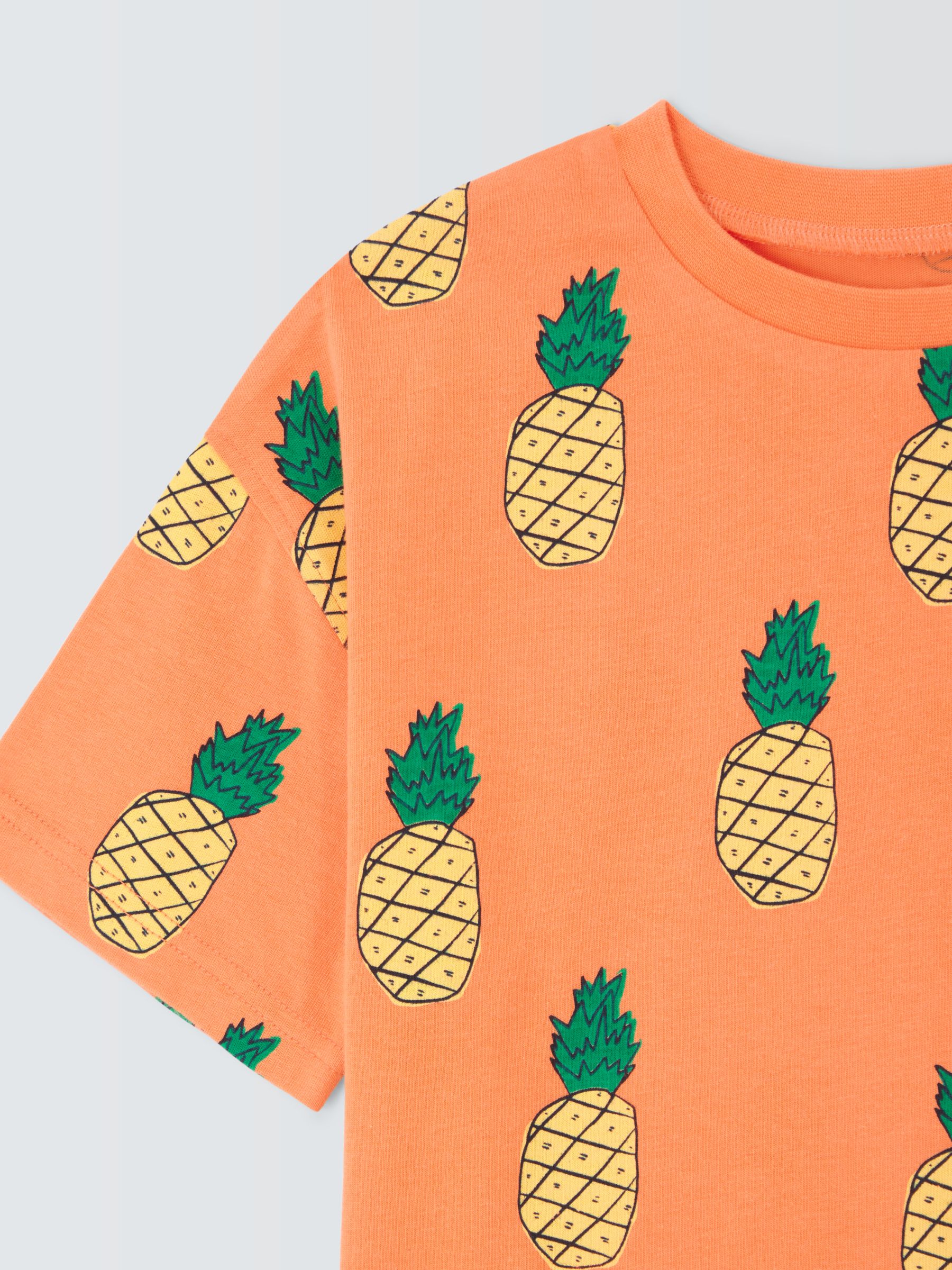 John Lewis ANYDAY Kids' Pineapple Print T-Shirt, Paprika, 12 years