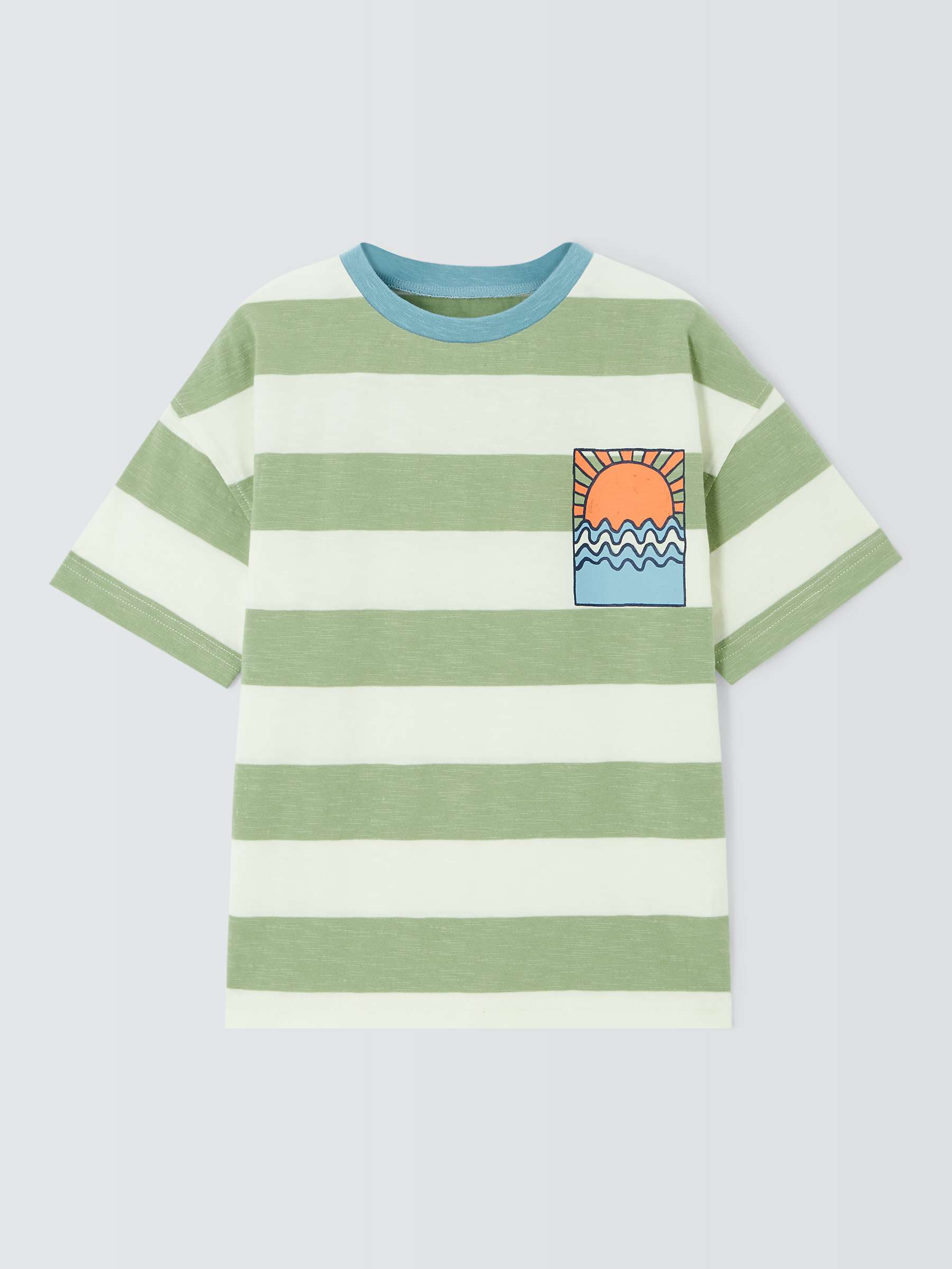 Buy John Lewis ANYDAY Kids' Stripe Sun Graphic T-Shirt, Sage Green Online at johnlewis.com