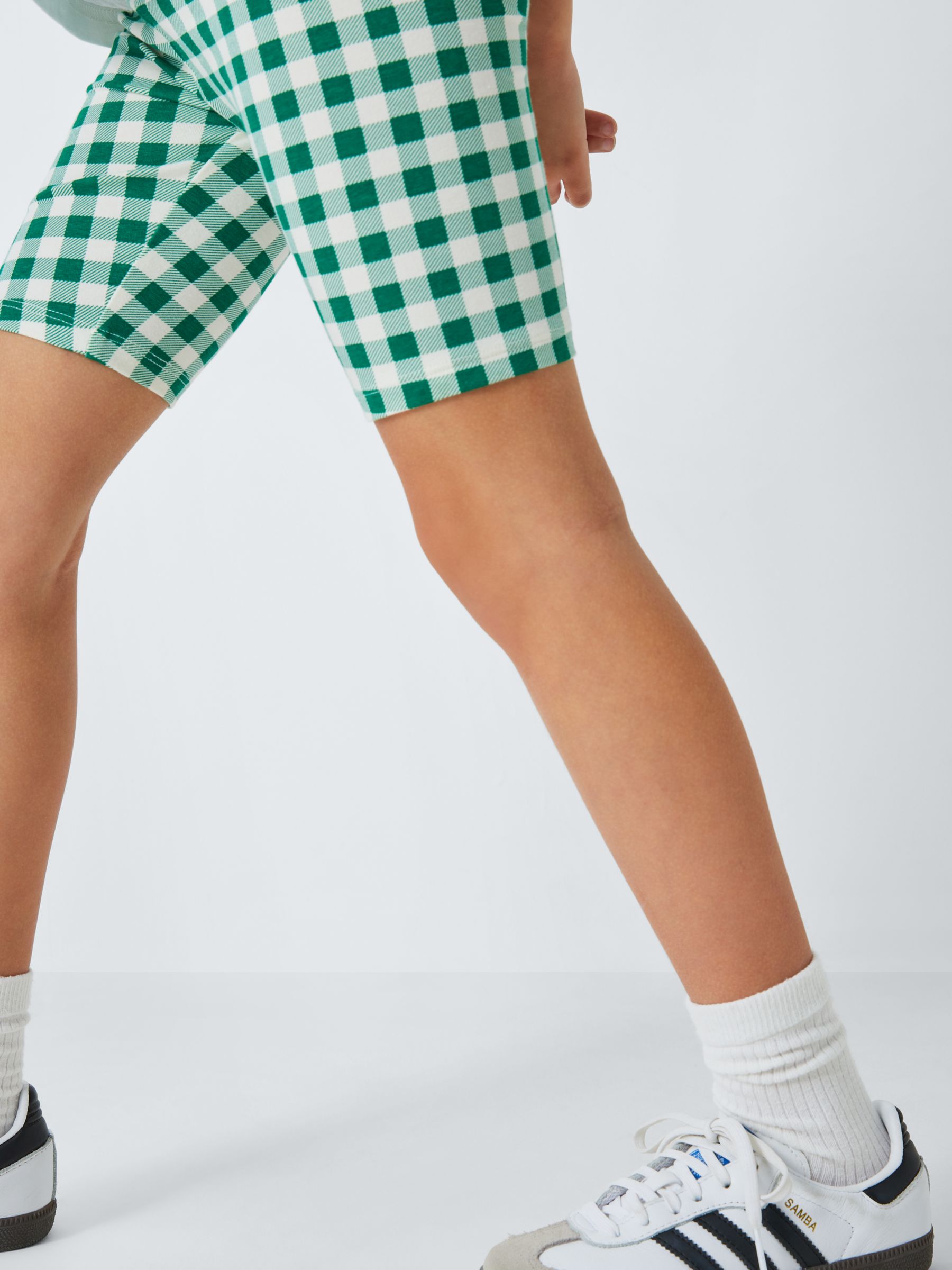 John Lewis ANYDAY Kids' Gingham Cycle Shorts, Lush Meadow, 8 years