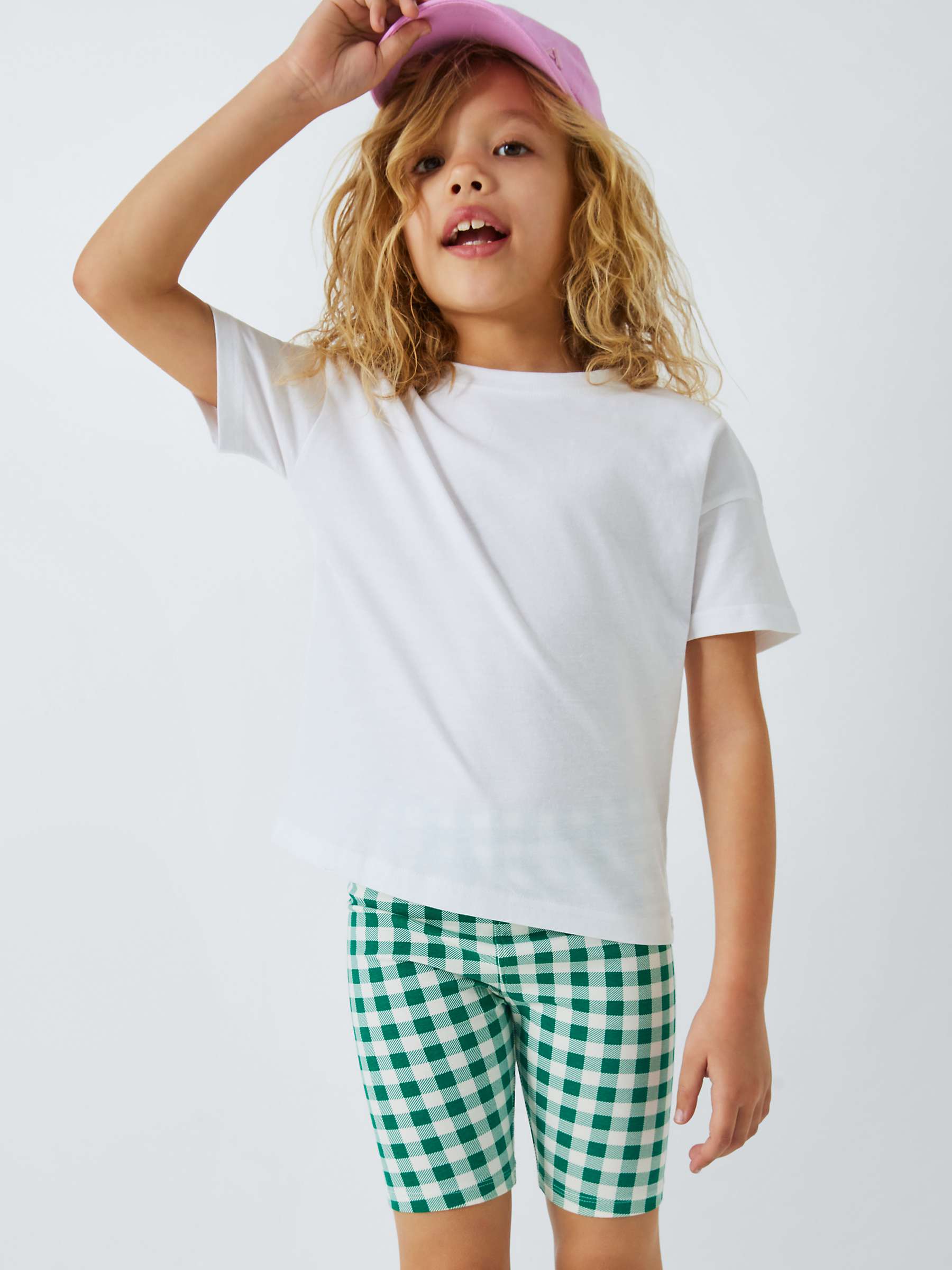 Buy John Lewis ANYDAY Kids' Gingham Cycle Shorts, Lush Meadow Online at johnlewis.com
