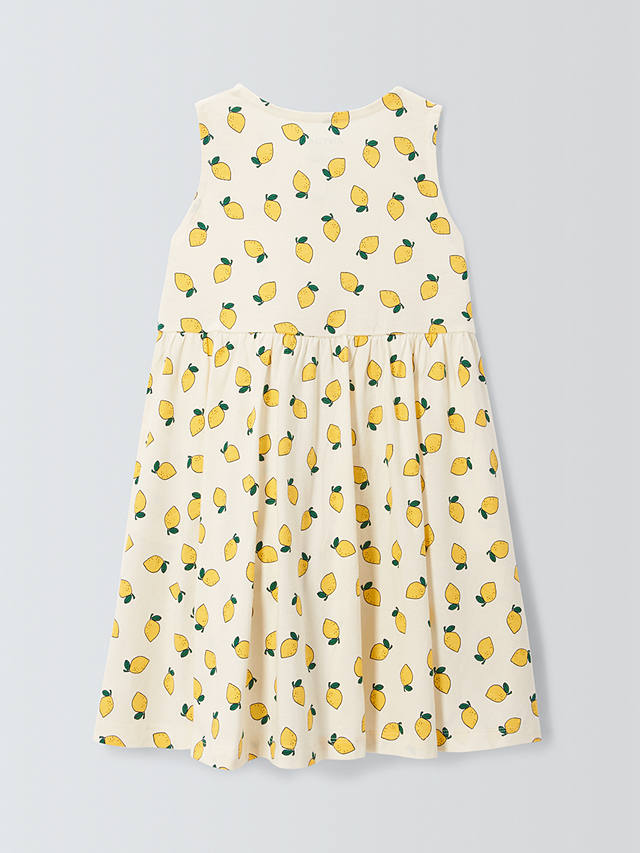 John Lewis ANYDAY Lemon Print Pleated Dress, Gardenia