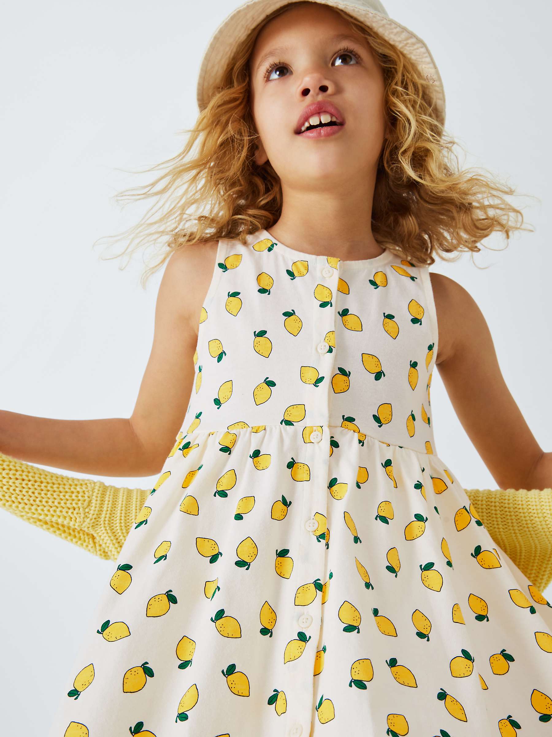 Buy John Lewis ANYDAY Lemon Print Pleated Dress, Gardenia Online at johnlewis.com