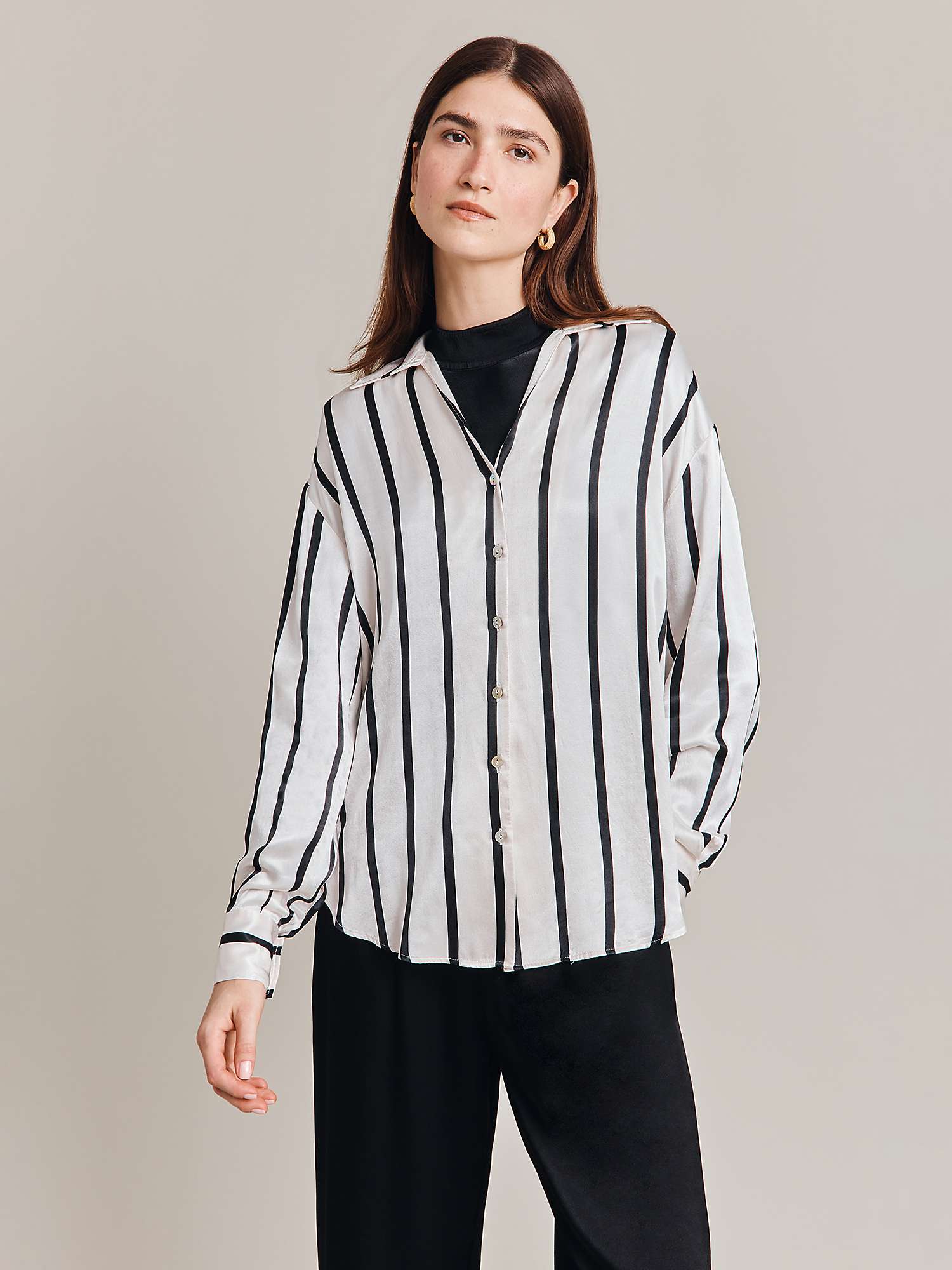 Buy Ghost Amy Stripe Shirt, Black Online at johnlewis.com