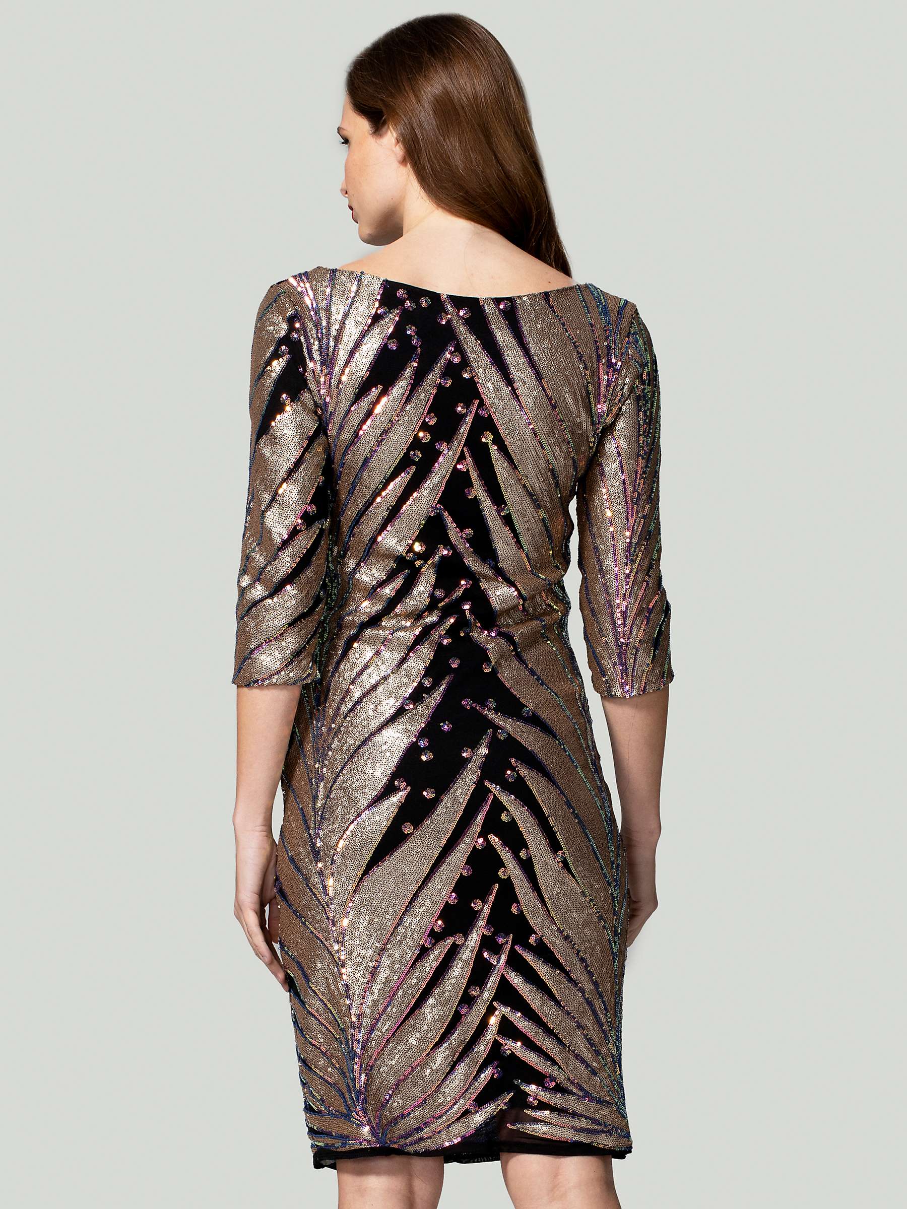 Buy HotSquash Sequin Embellished Knee Length Dress, Copper Feather Black Online at johnlewis.com