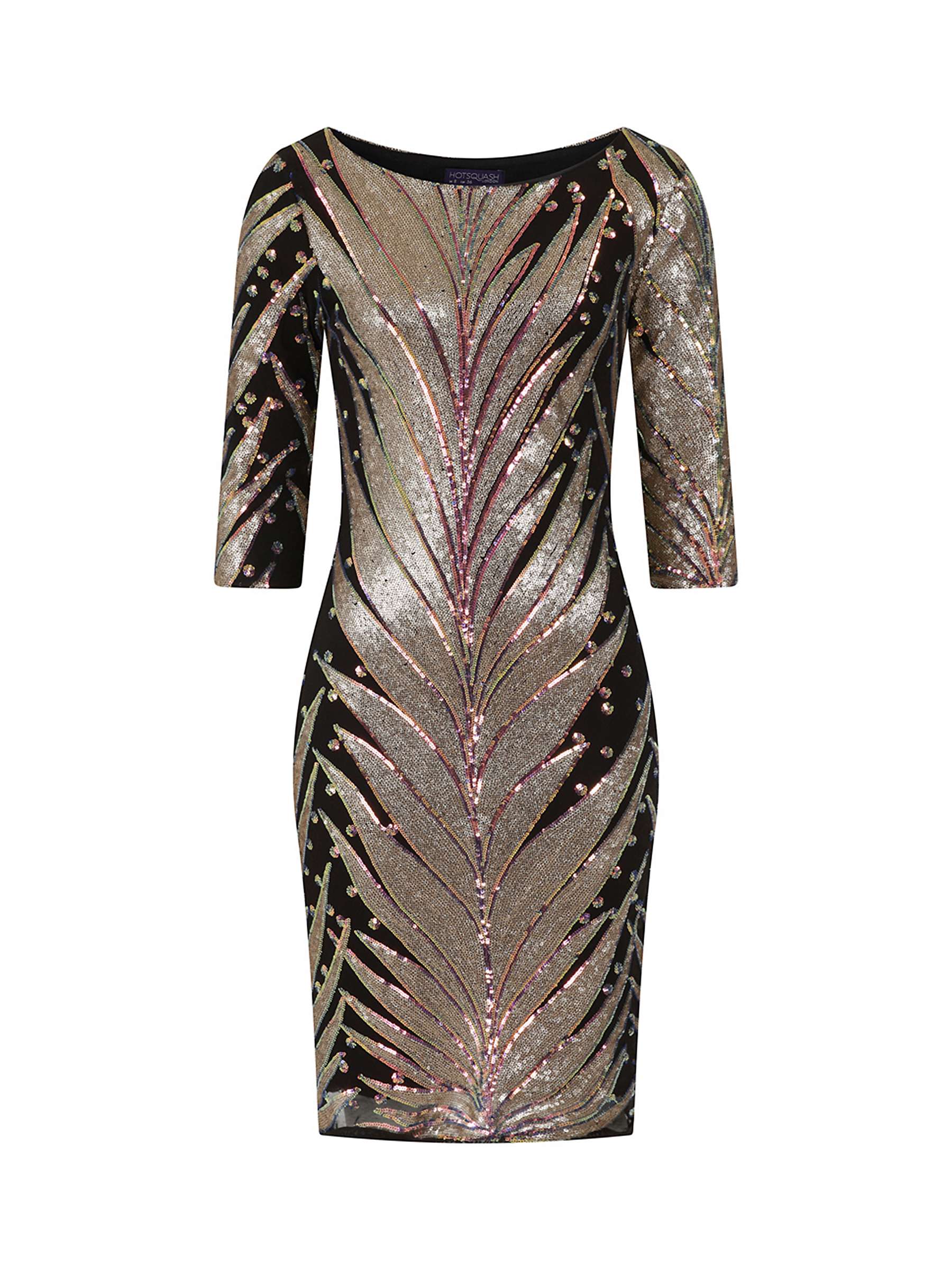 Buy HotSquash Sequin Embellished Knee Length Dress, Copper Feather Black Online at johnlewis.com
