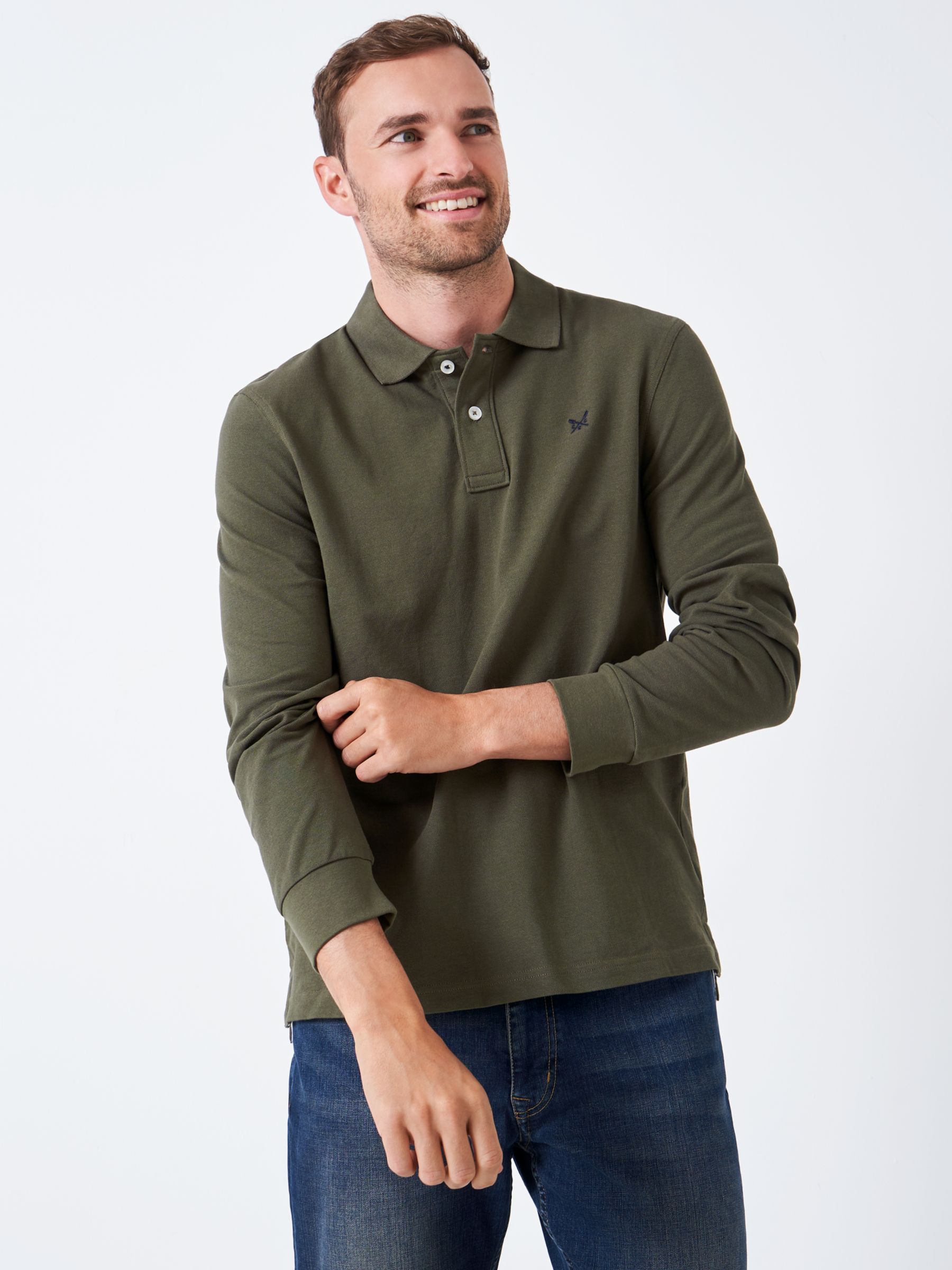 Crew Clothing Classic Polo Shirt, Mid Green at John Lewis & Partners