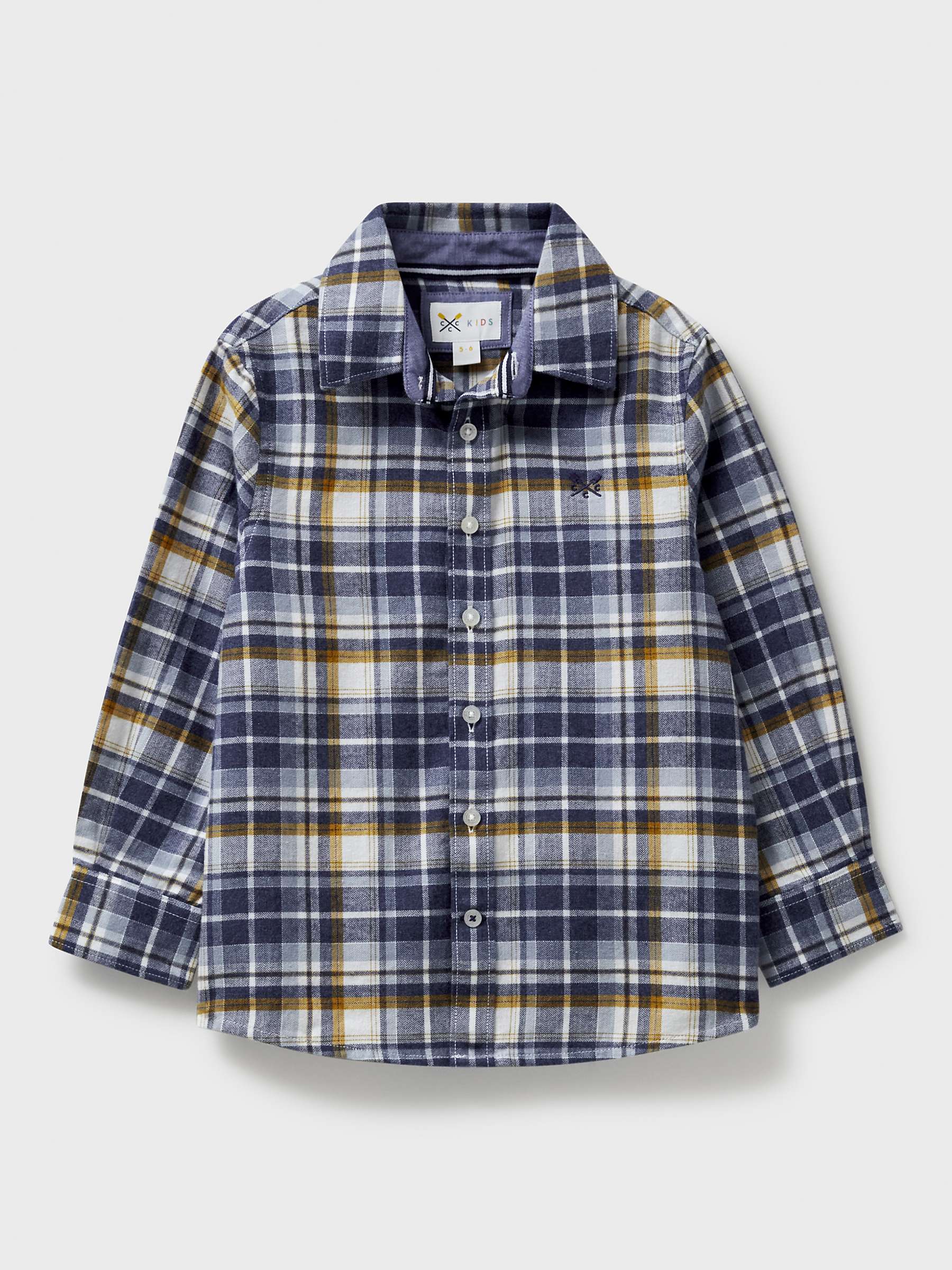 Buy Crew Clothing Kids' Herringbone Check Shirt, Mid Blue Online at johnlewis.com