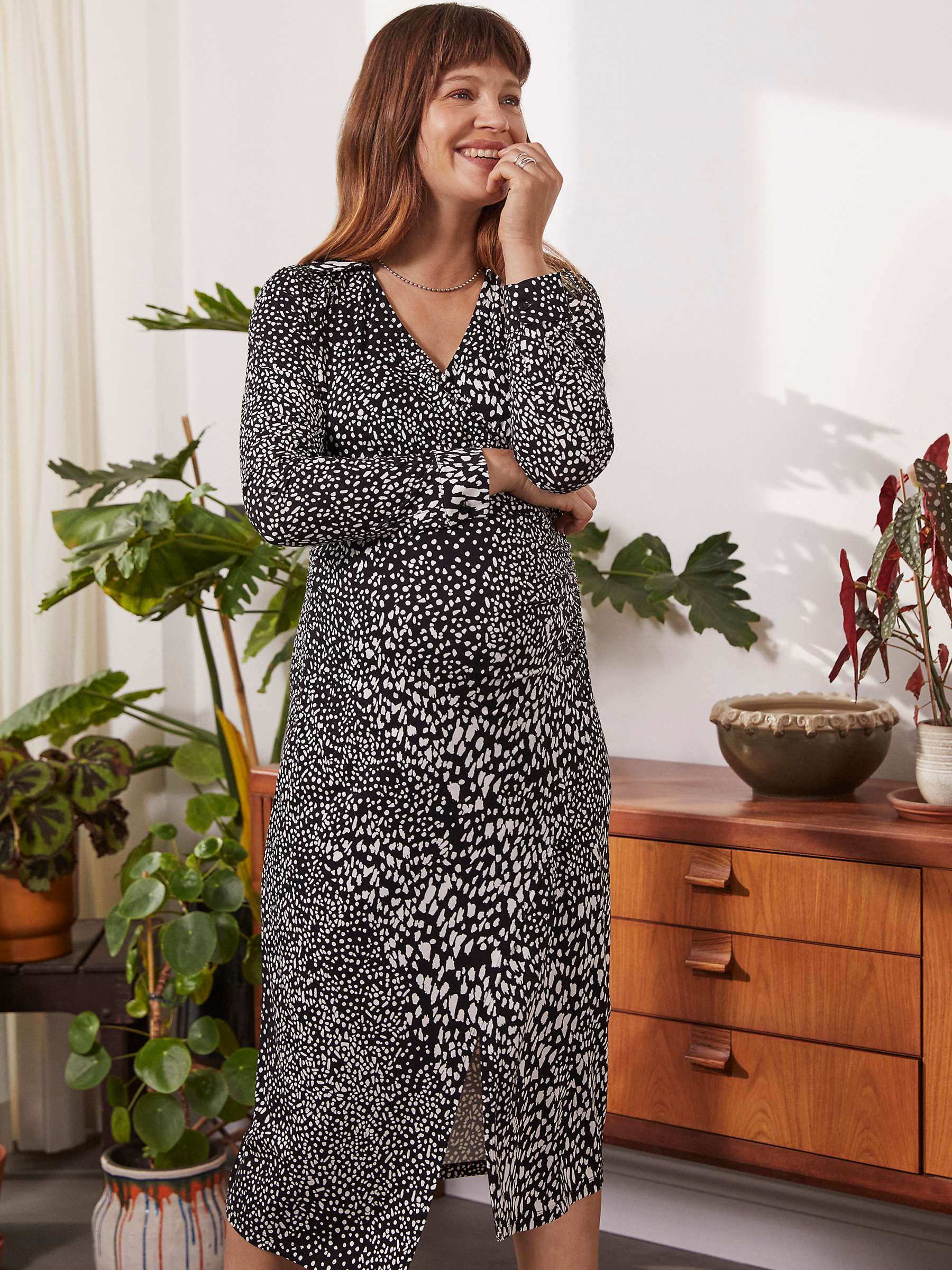 Buy Isabella Oliver Maternity Polly Ecovero Midi Dress, Black/White Online at johnlewis.com