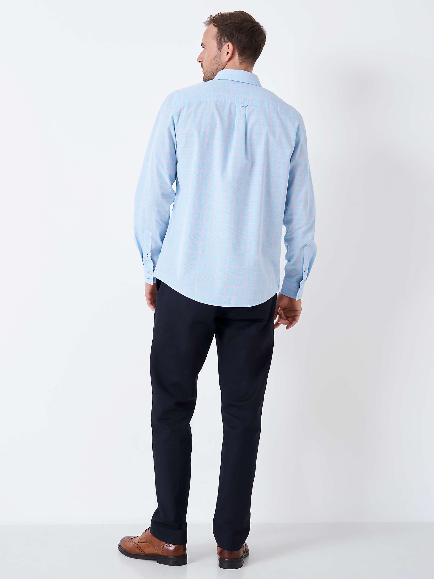 Buy Crew Clothing Poplin Prince Of wales Check Shirt, Light Blue Online at johnlewis.com