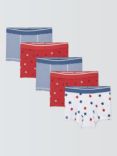 John Lewis Kids' Football, Stars & Stripes Trunks, Pack of 5, Multi