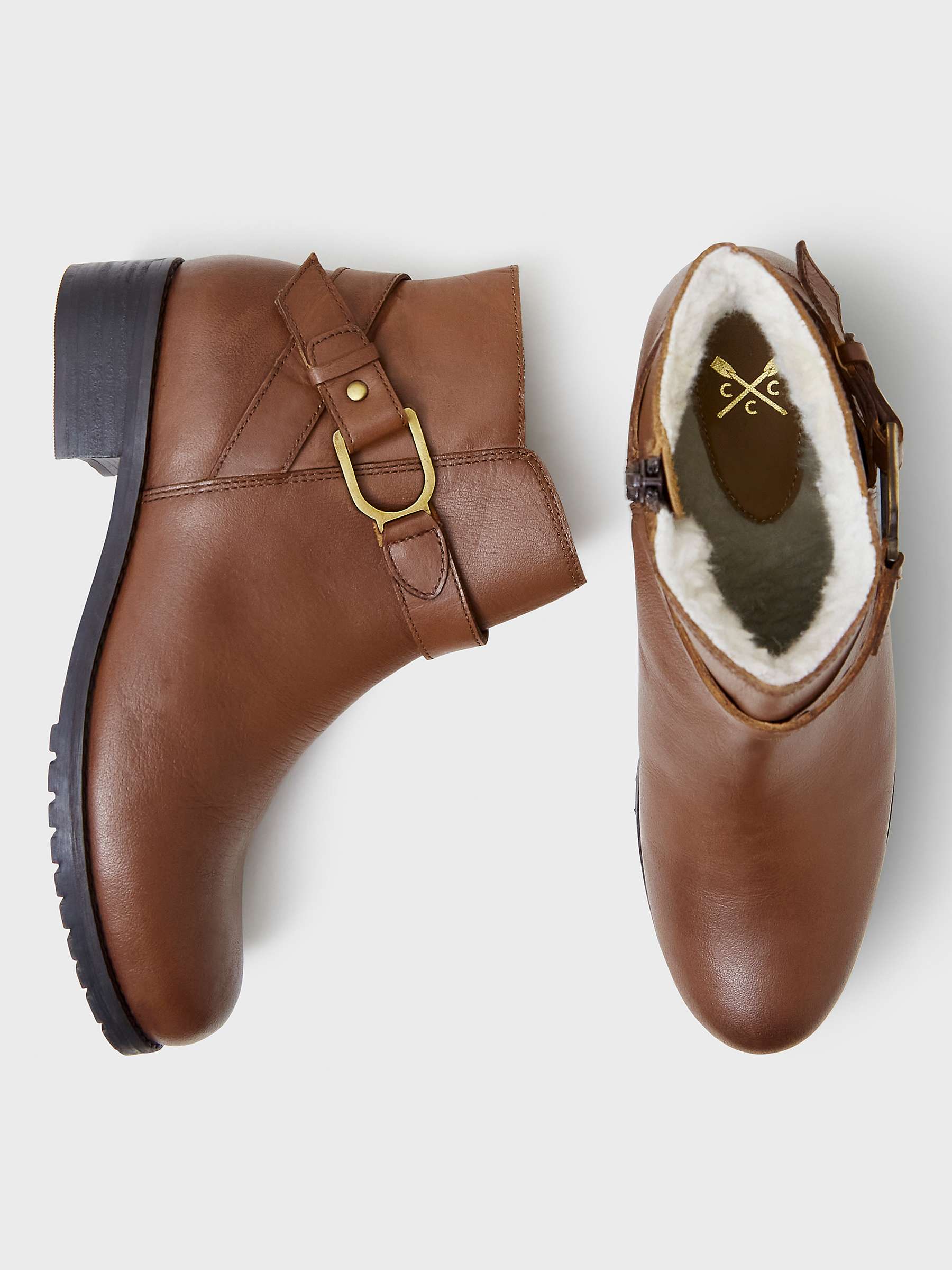Buy Crew Clothing Lucy Borg Lined Leather Boots, Chocolate Brown Online at johnlewis.com