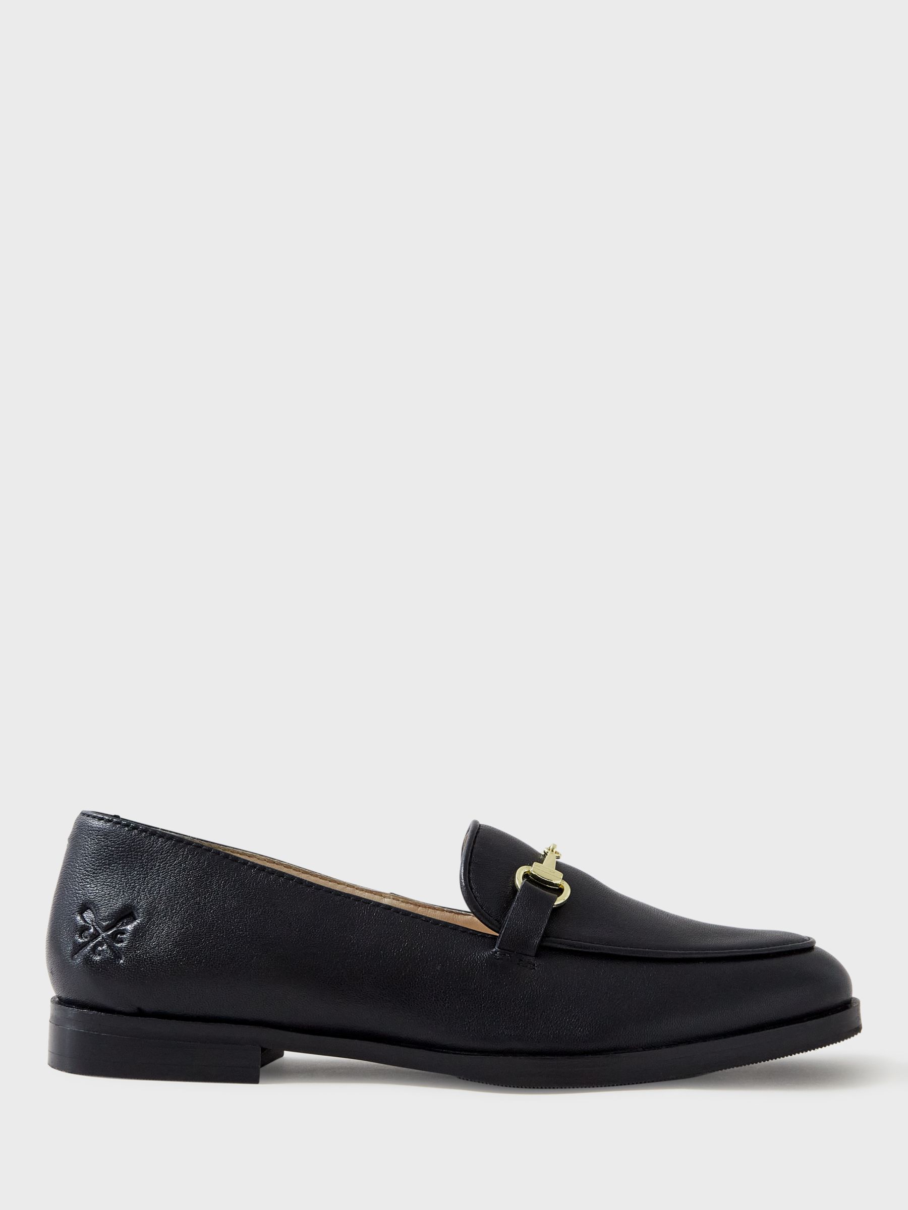 Crew Clothing Cora Leather Loafers, Black at John Lewis & Partners