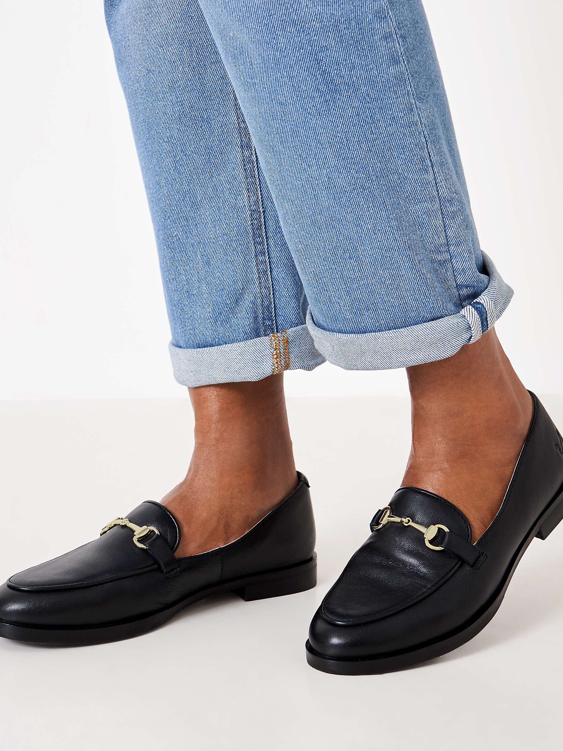 Buy Crew Clothing Cora Leather Loafers, Black Online at johnlewis.com