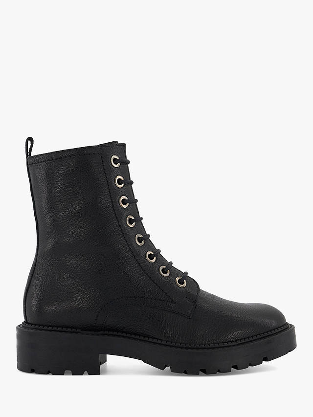 Dune Press Embossed Leather Ankle Boots, Black at John Lewis & Partners