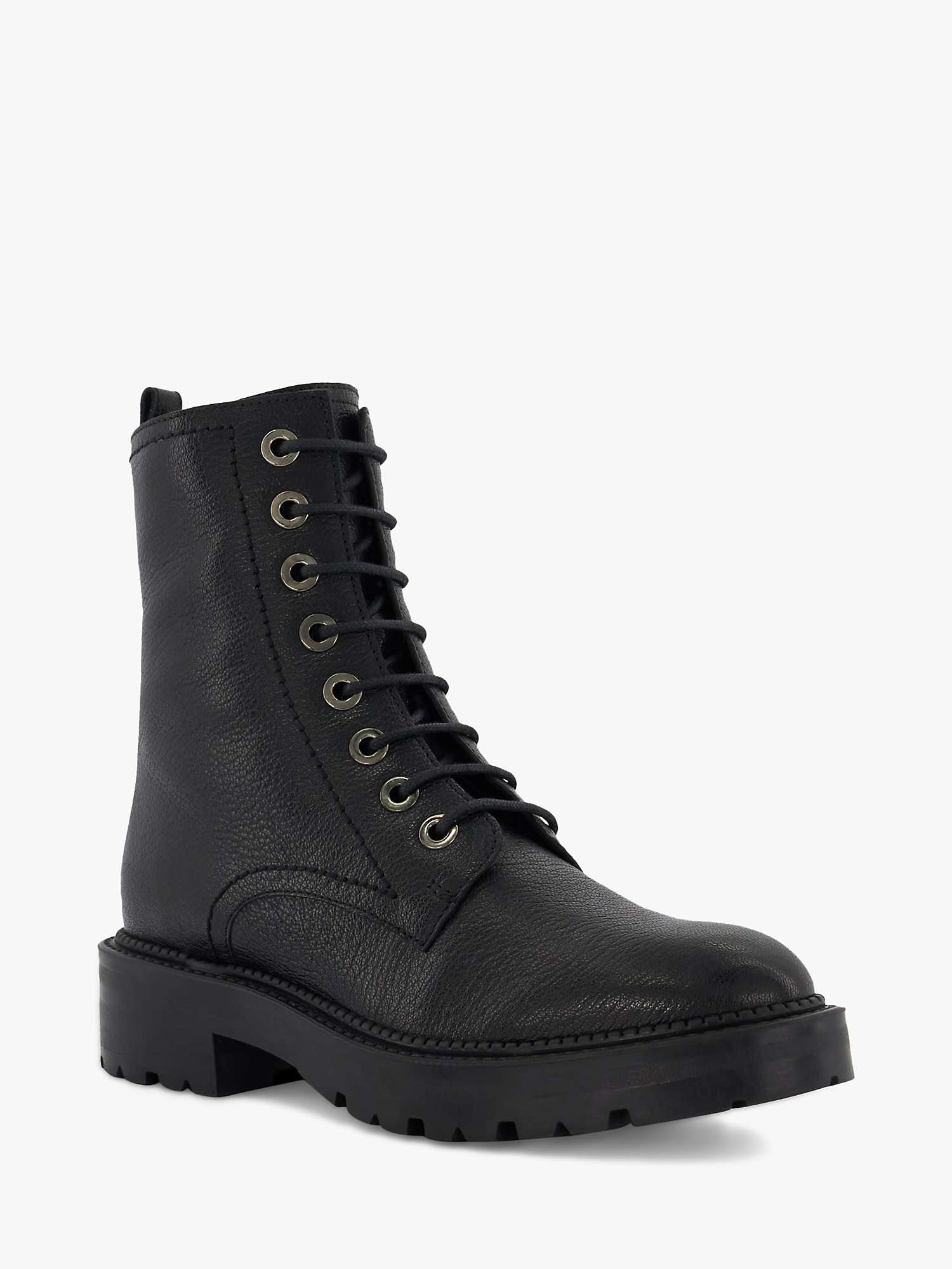 Buy Dune Press Embossed Leather Ankle Boots, Black Online at johnlewis.com