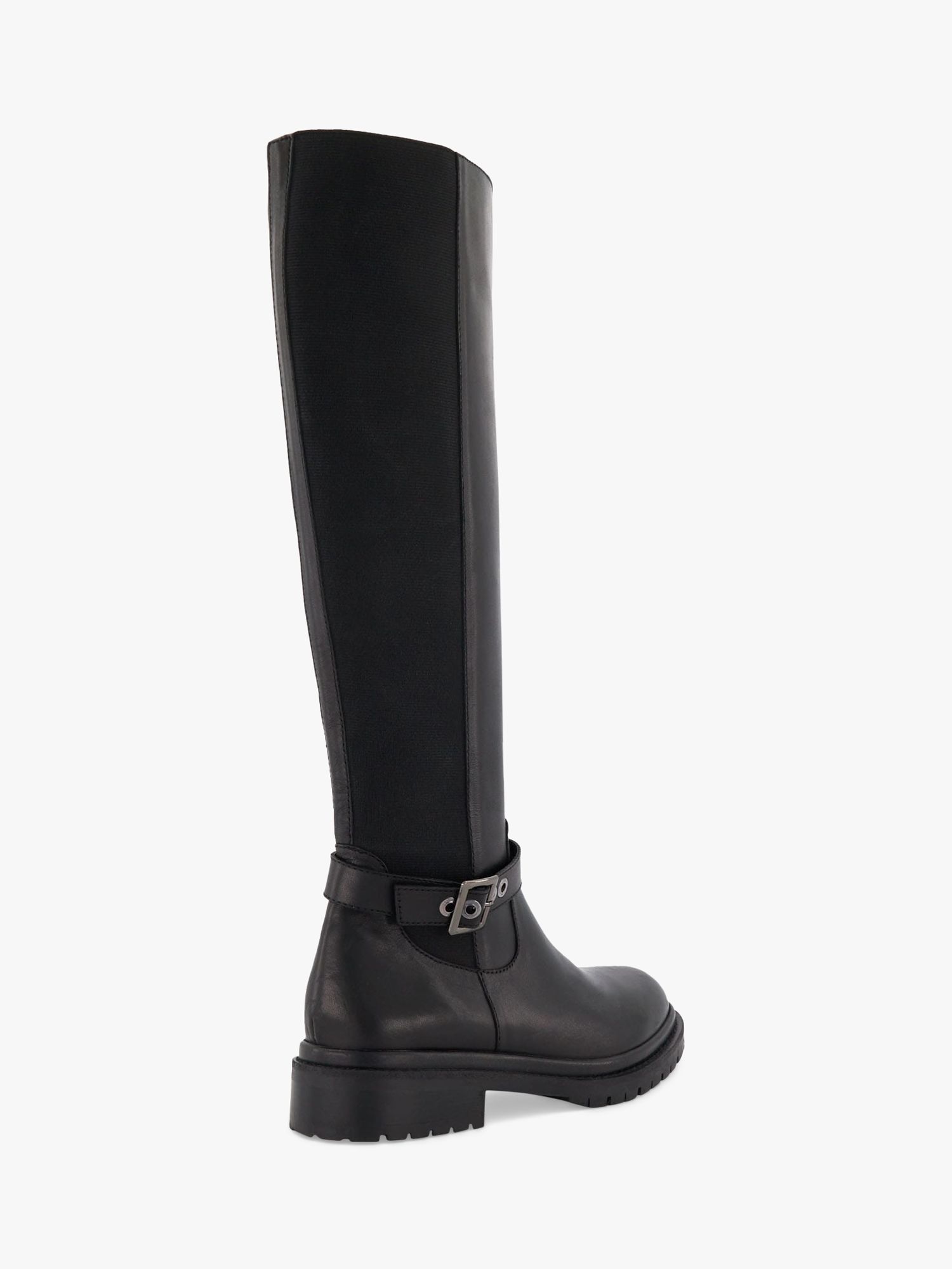 Dune Teller Leather Knee High Boots, Black, 4