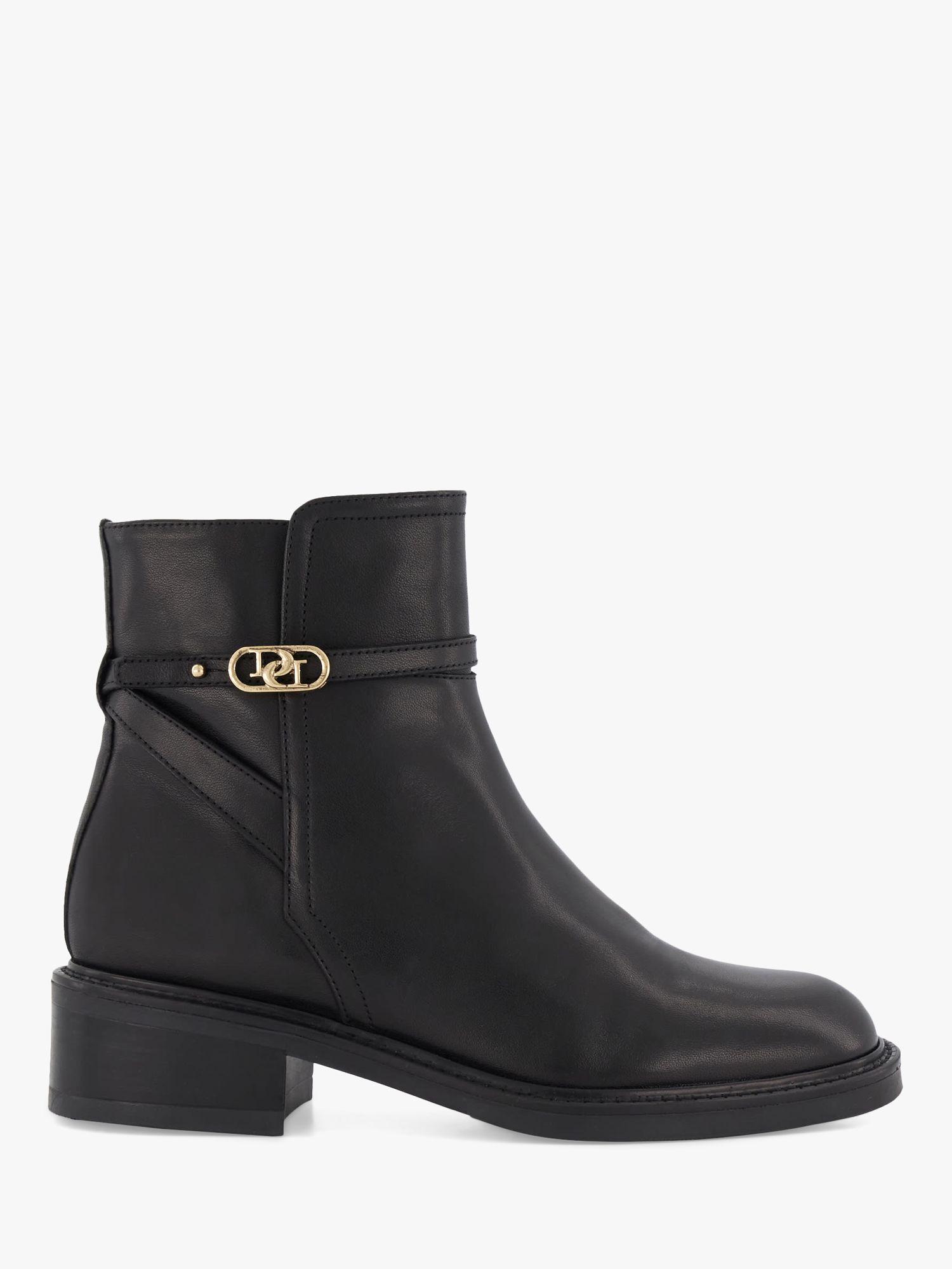 Dune Praising Leather Ankle Boots, Black at John Lewis & Partners