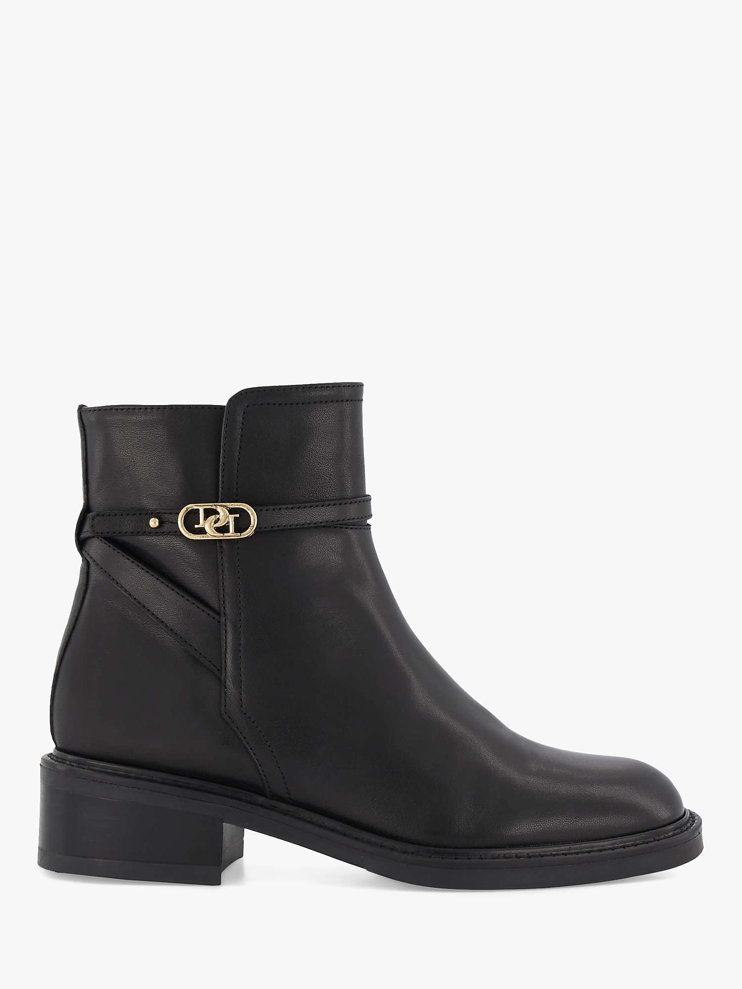 Buy Dune Praising Leather Ankle Boots, Black Online at johnlewis.com