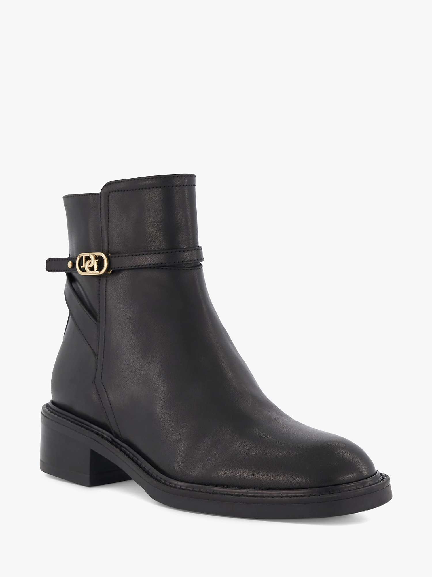 Buy Dune Praising Leather Ankle Boots, Black Online at johnlewis.com